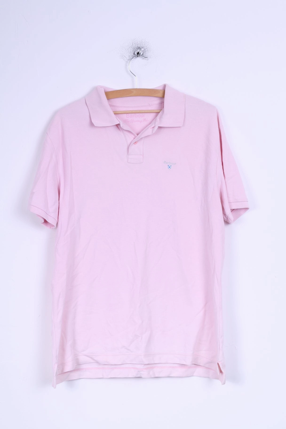 Barbour Mens XL Polo Shirt Pink Sporting Polo Detailed Buttons Cotton easy to pair Active Trend