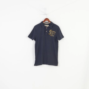 Modern Layer Hollister California Men XL L Polo Shirt Navy Cotton Detailed Buttons Short Sleeve Top
