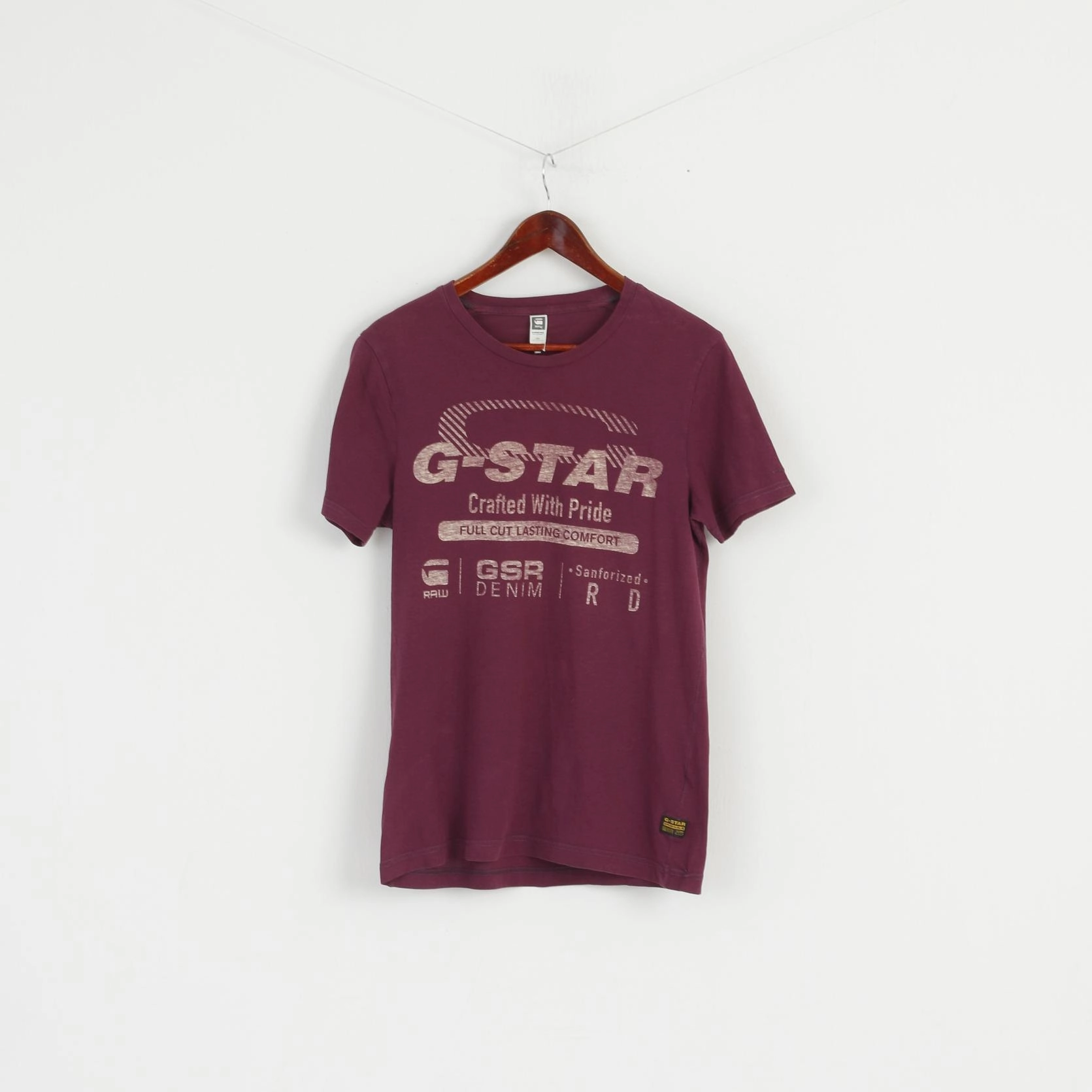 G-STAR RAW Men M (S) Shirt Plum Cotton Graphic 1989 Retrospective Range Top Elastic waist Tagless Neckline