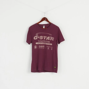 G-STAR RAW Men M (S) Shirt Plum Cotton Graphic 1989 Retrospective Range Top Elastic waist Tagless Neckline