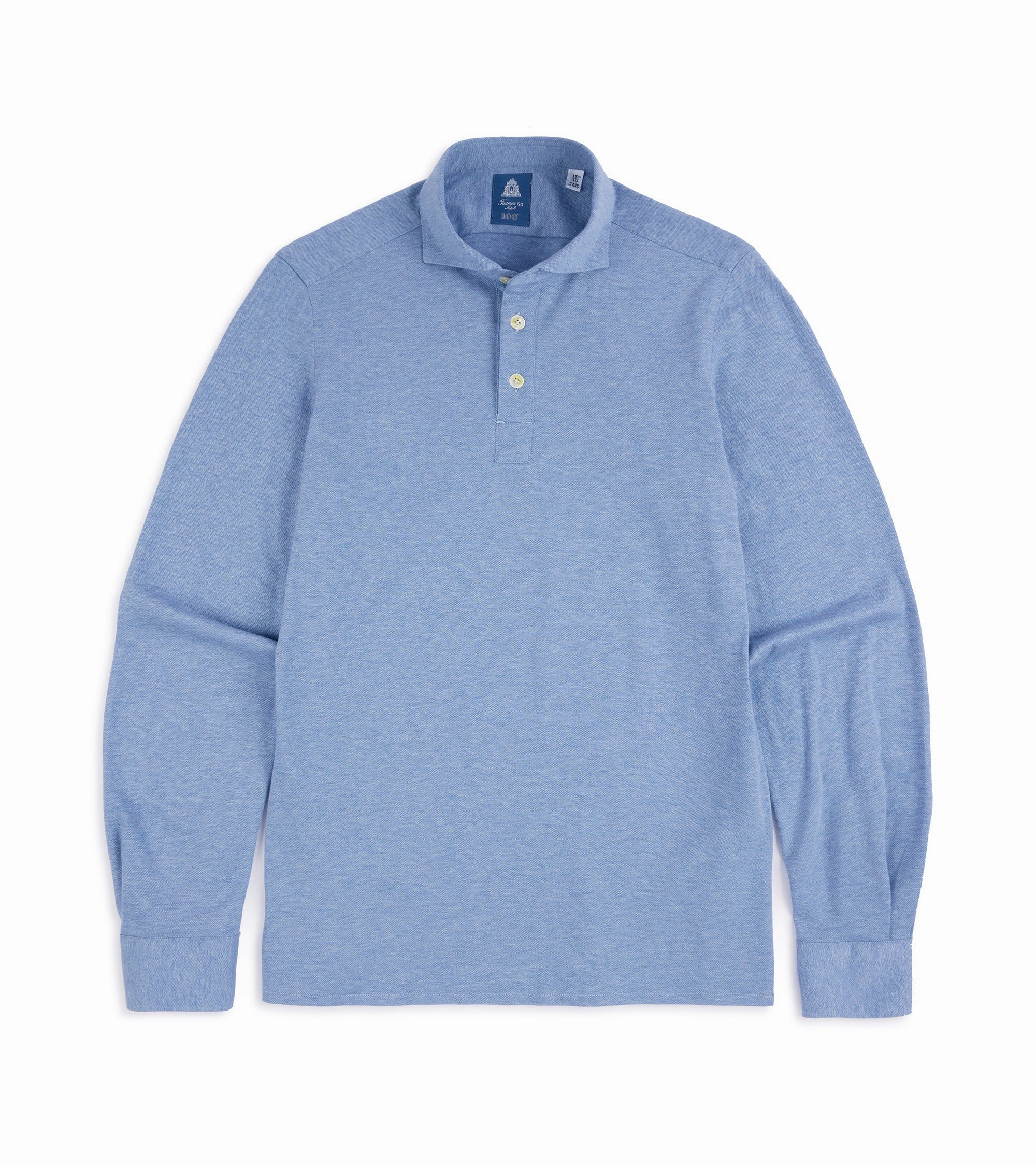 Finamore Orlando Cotton Cashmere Polo Shirt: Blue Inner Layer