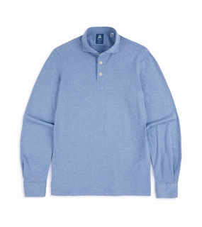 Polo Style Finamore Orlando Cotton Cashmere Polo Shirt: Blue