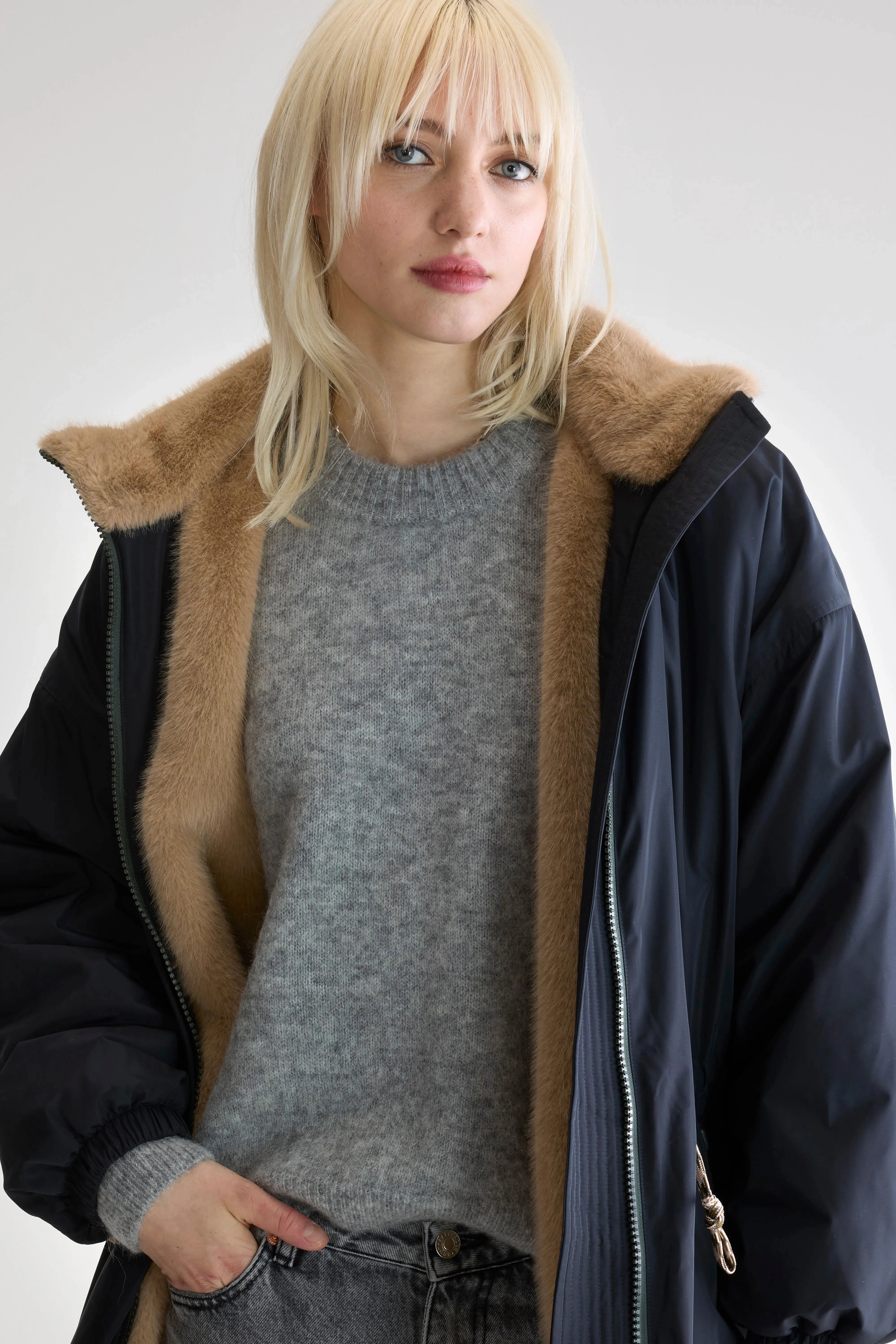 Hosfo hooded coat (252 / W / NAVY) Water Resistant Design Weekend Outing Wear