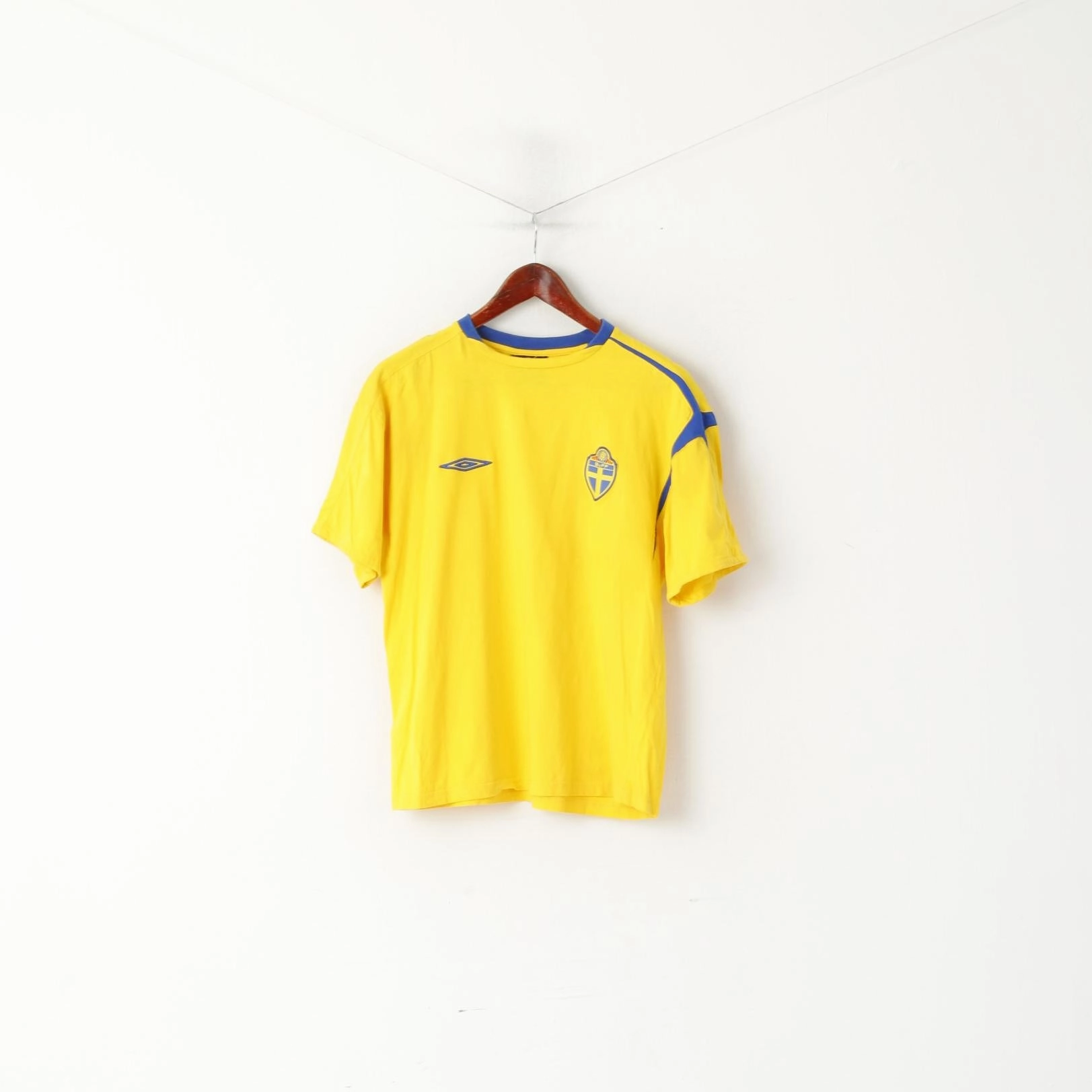 Ultra Soft Finish Umbro Men S Shirt Yellow Cotton Svenska Fotbollf?rbundet Football Club Sport Top