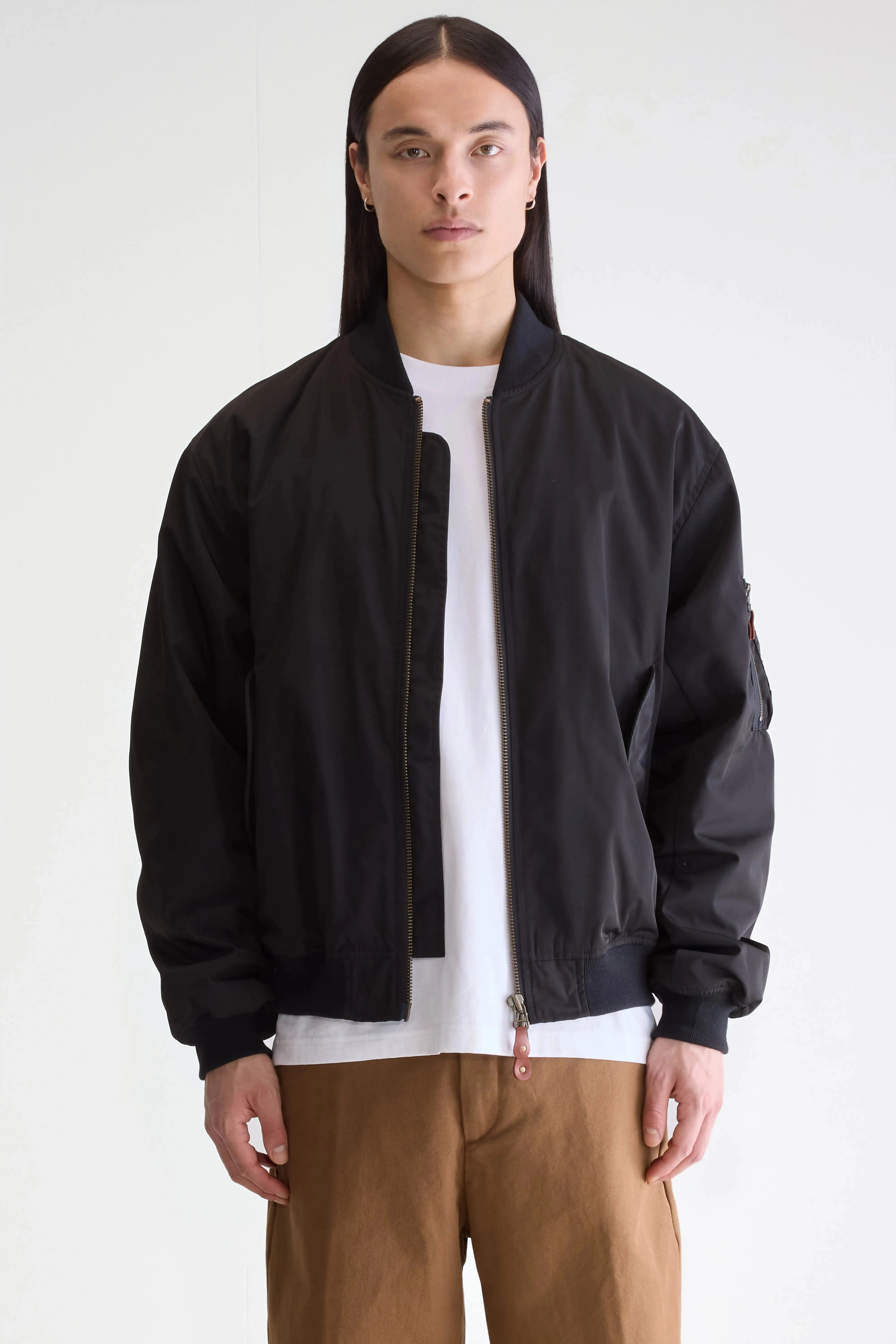 Jumper bomber jacket (252 / M / BLACK) Elasticized Edging