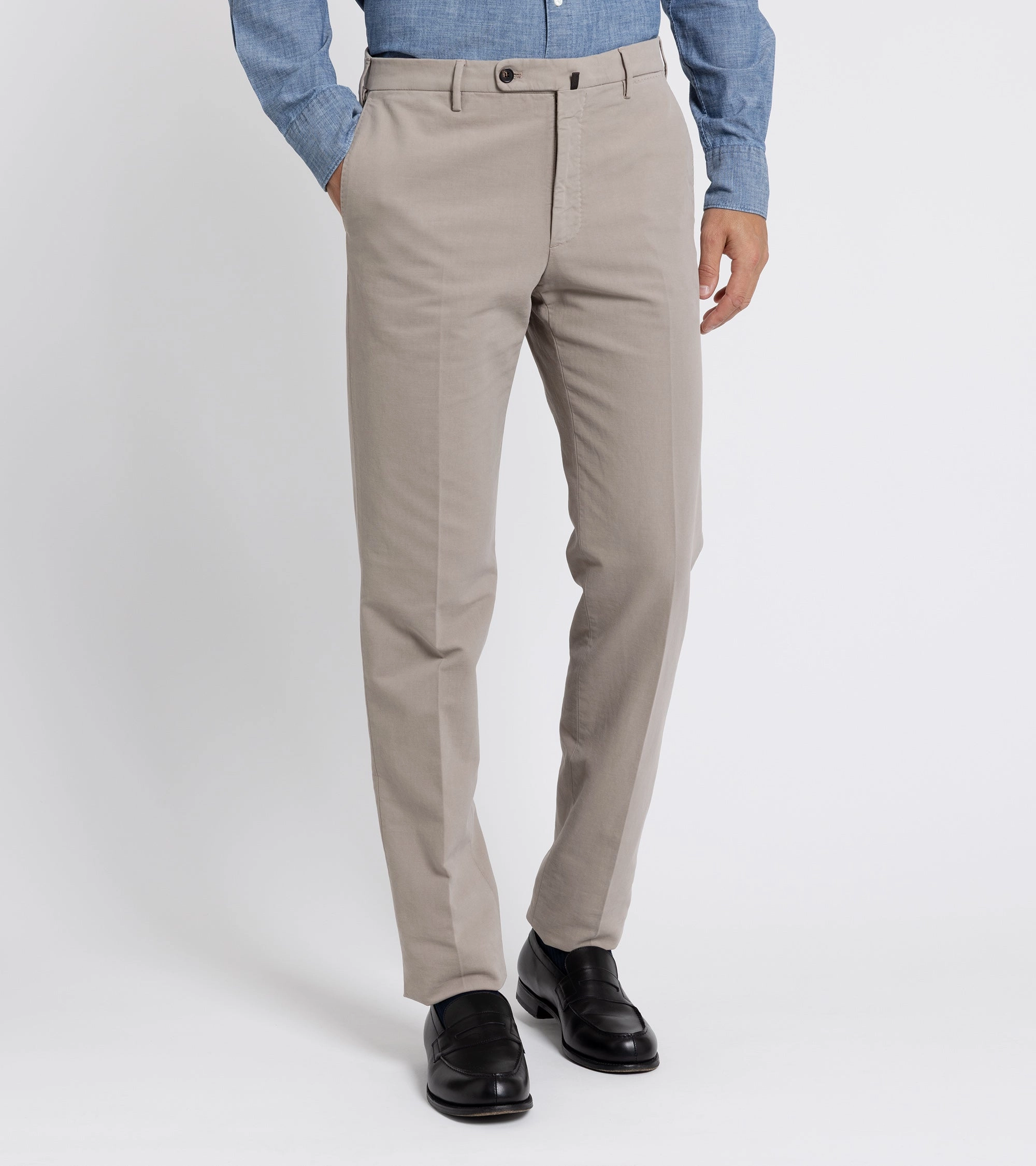 Sport Ready Incotex Regular High Cotton Doeskin Trousers: Greige