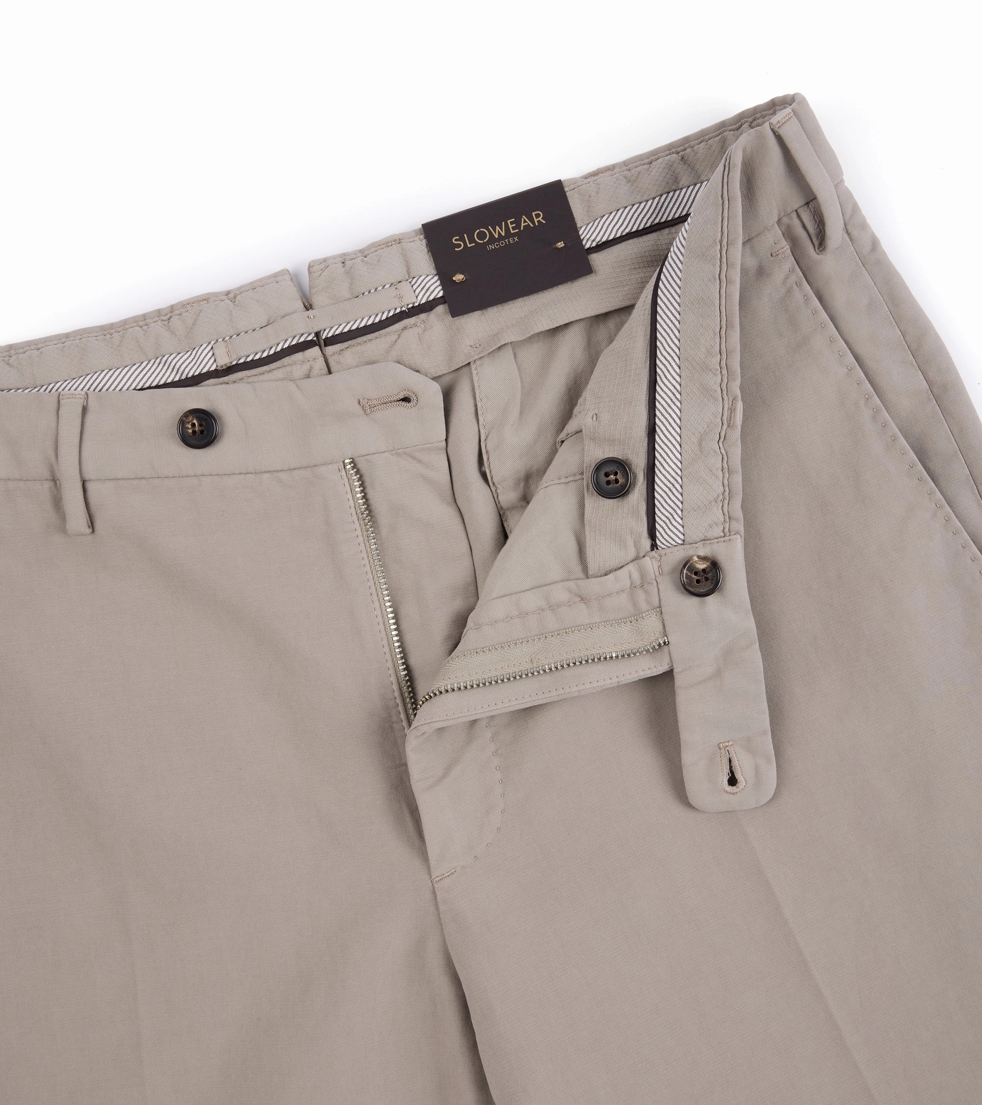 Layer Comfort Incotex Regular High Cotton Doeskin Trousers: Greige