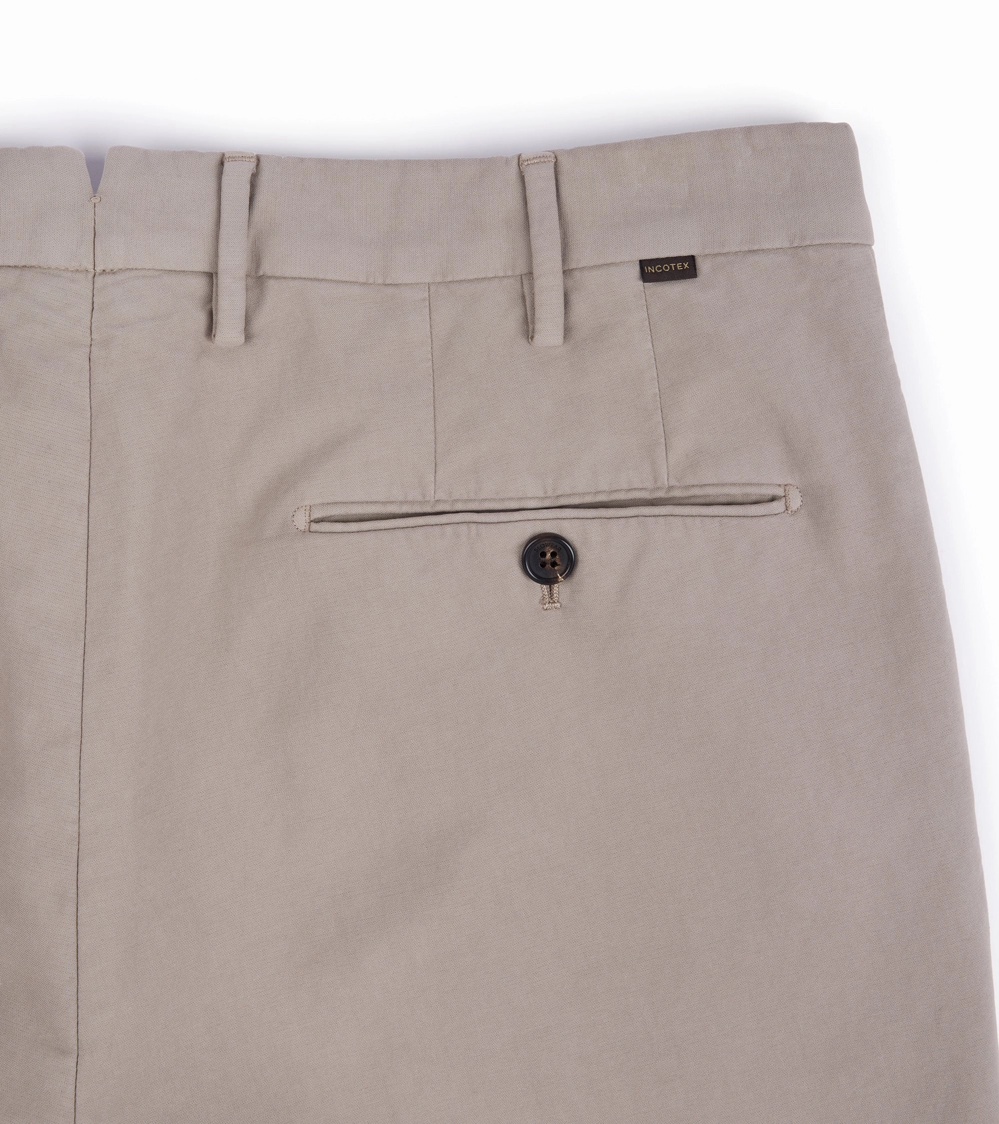 Incotex Regular High Cotton Doeskin Trousers: Greige Active Performance Non slip grip