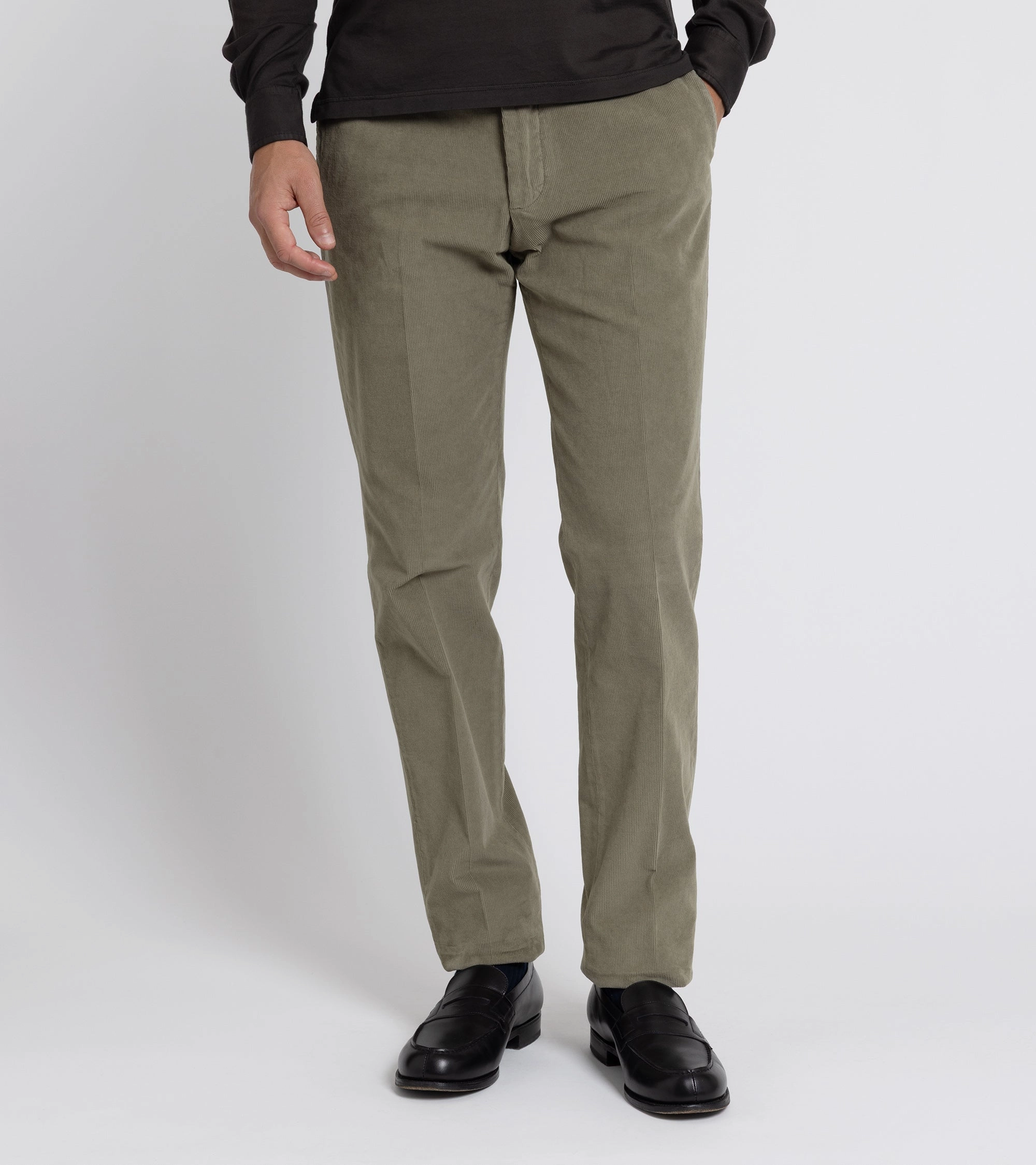 Incotex Regular Overdyed Cotton Corduroy Trousers: Sage breath easy