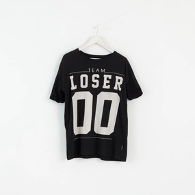 Modern Comfort Style Complementary Colors Criminal Damage Men S T-Shirt Black Cotton Mesh Sleeve Team Loser Top