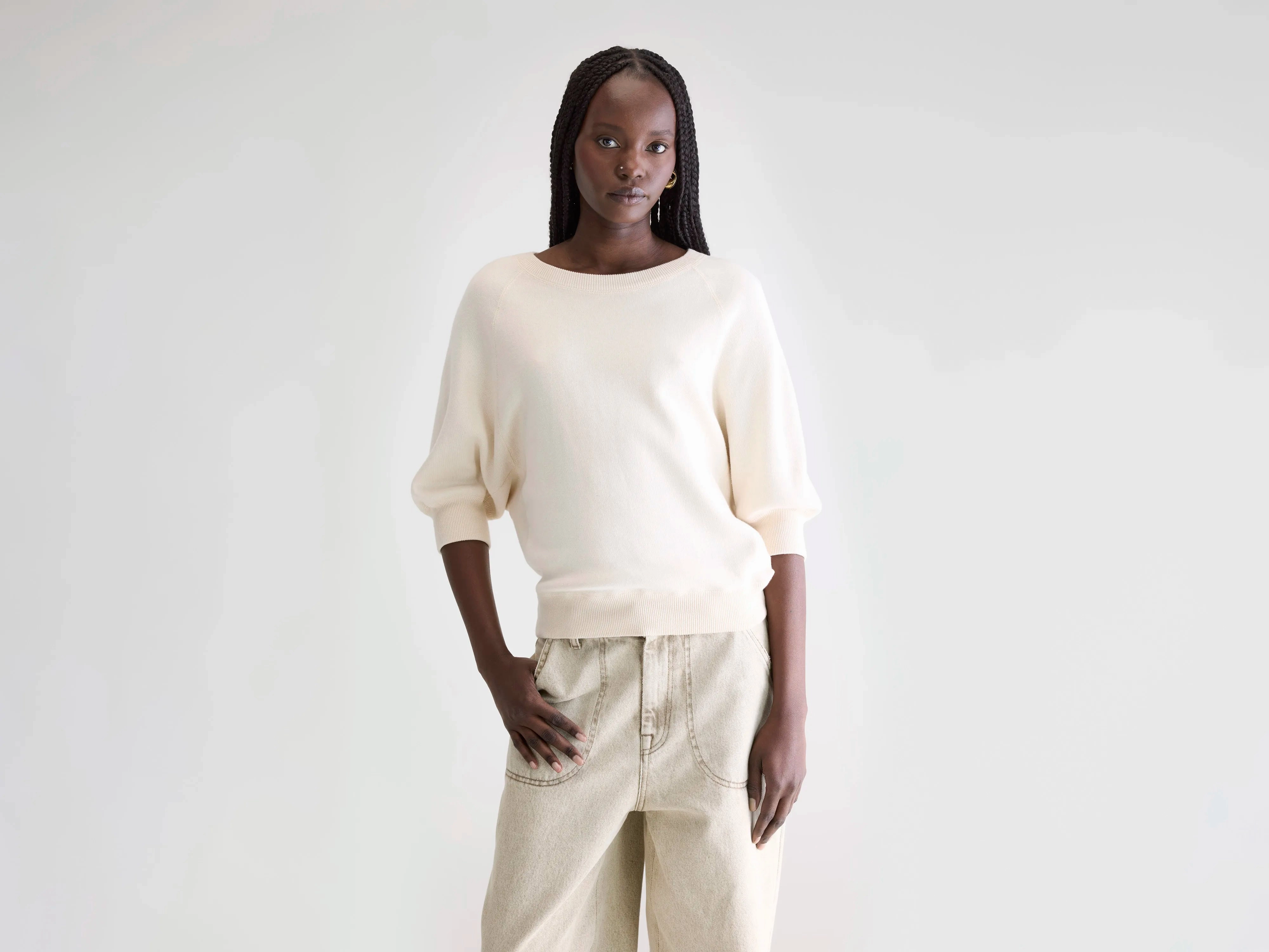 Anglet crew-neck sweater (242 / W / MILKY WAY) Sporty Outfit Active Layer Fit