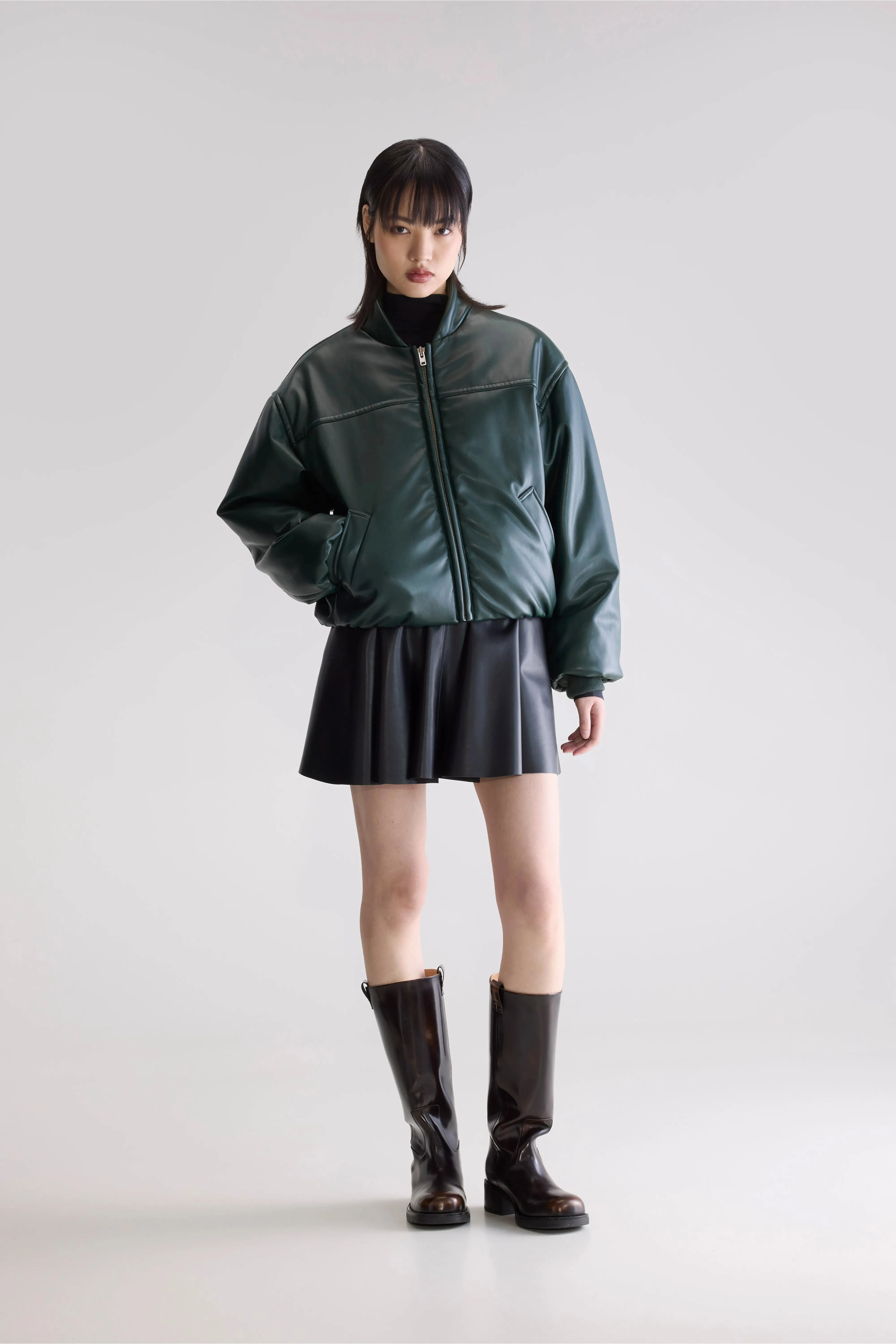 Adaptive Tension Bands Lightweight Windbreaker Tech Jacko faux leather bomber jacket (252 / W / HUNTER)