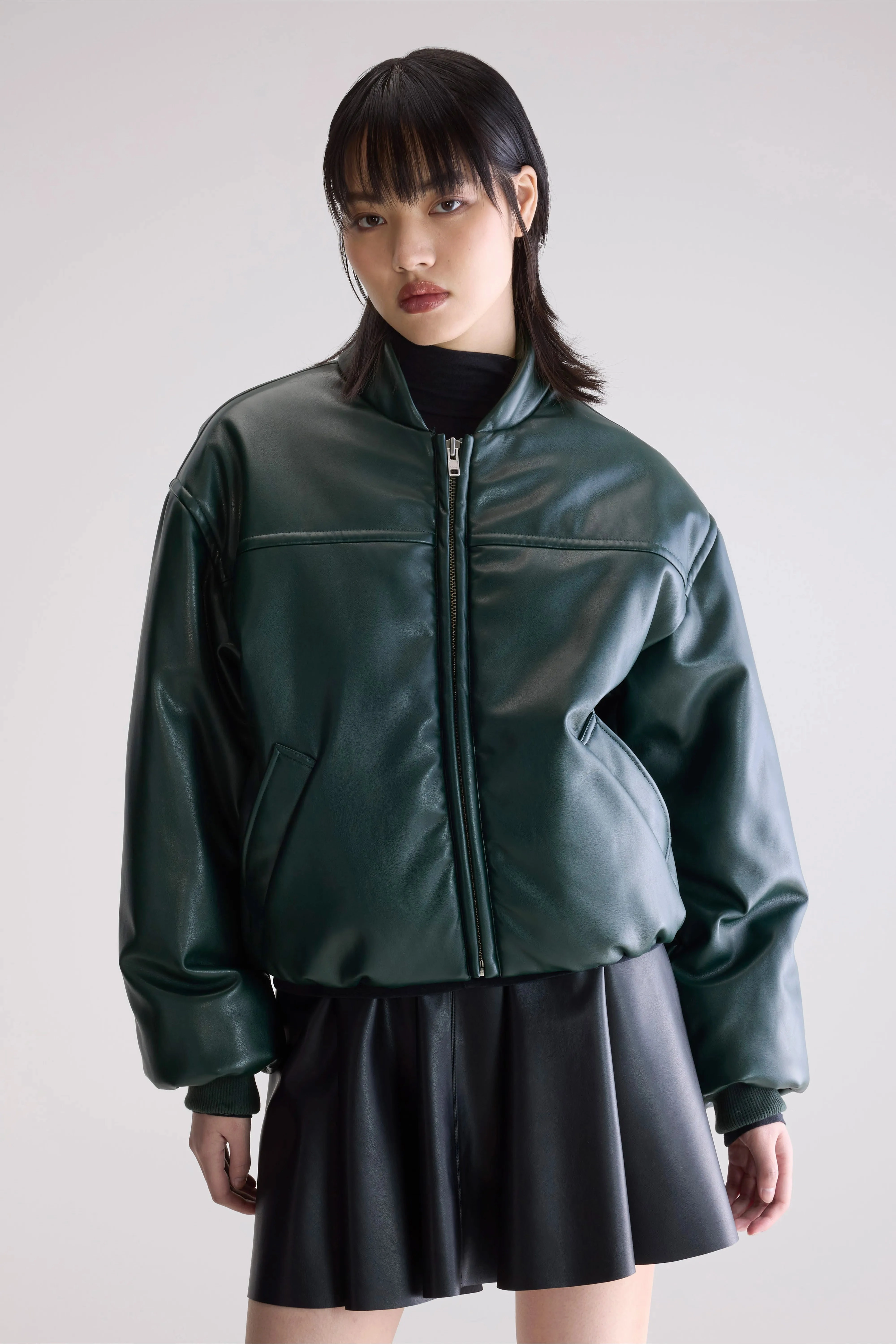 WindproofDesign City Chill Style Jacko faux leather bomber jacket (252 / W / HUNTER)