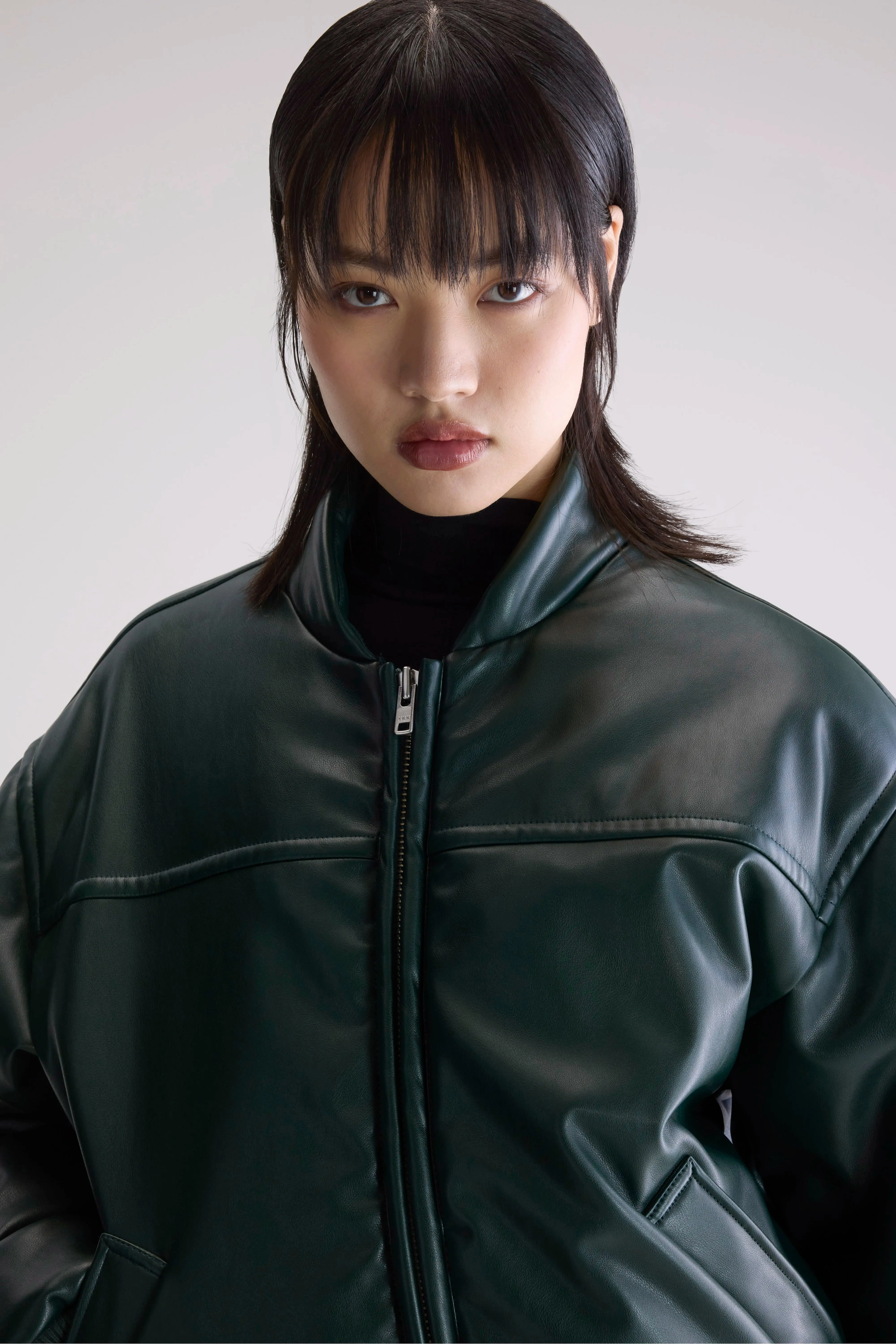 Jacko faux leather bomber jacket (252 / W / HUNTER) Crisp Clean Fit