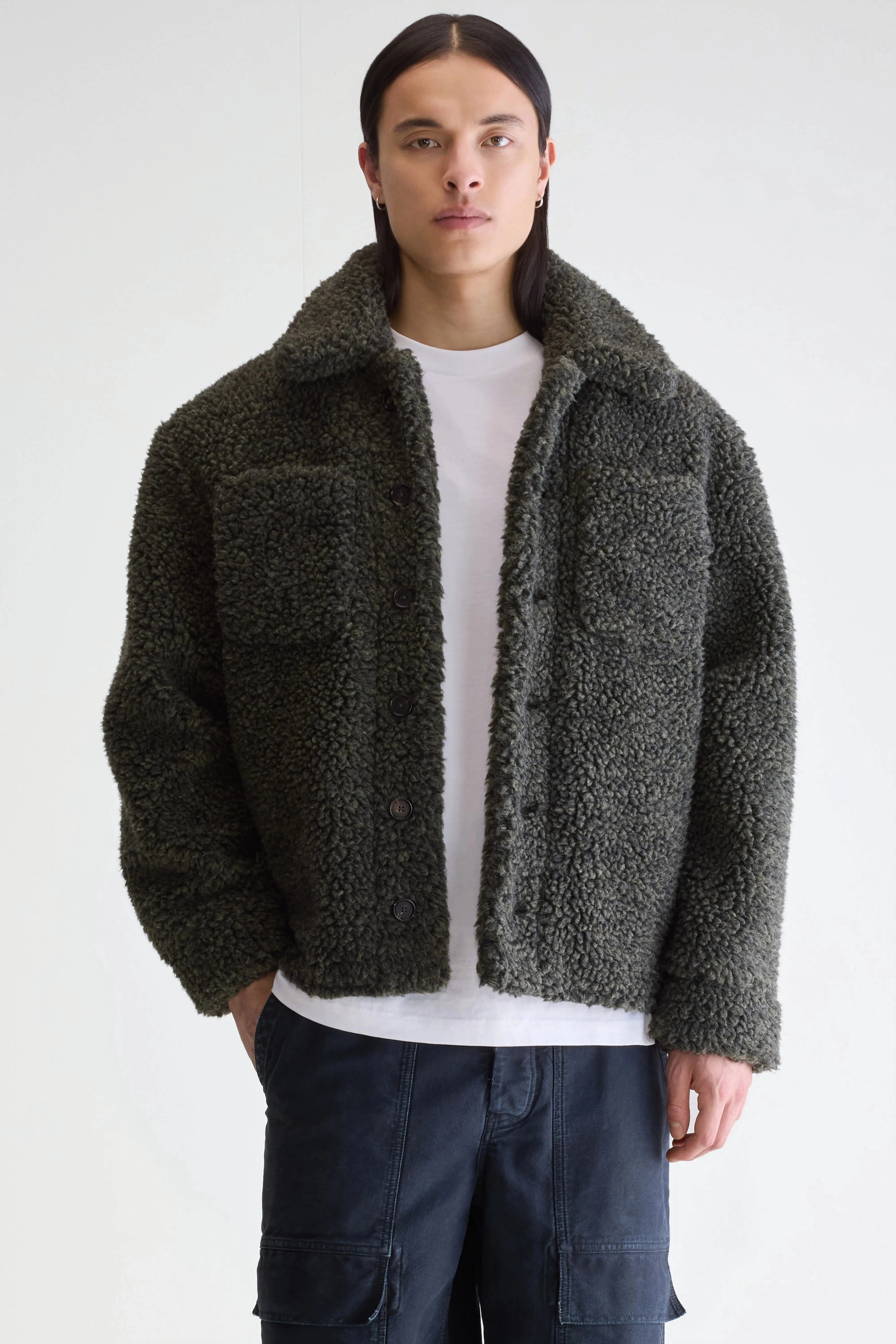 UltraQuietMaterial Soft Fleece Lining Jezzo teddy jacket (252 / M / DARK OLIVE)