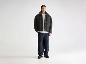 Jezzo teddy jacket (252 / M / DARK OLIVE) Stretch Fabric