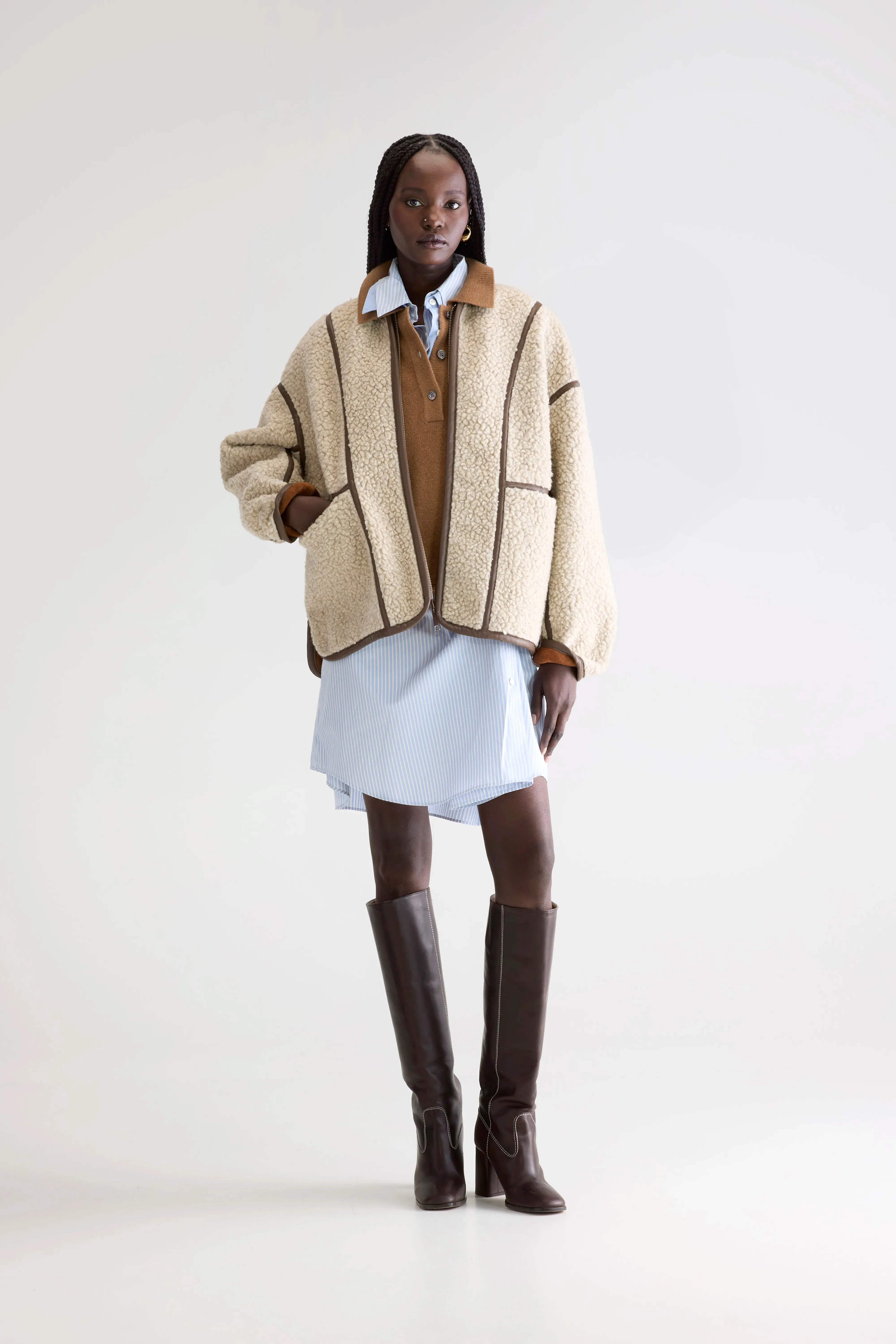 Jina sherpa jacket (252 / W / NATURAL) Lightweight Comfort Moisture Control Fibers