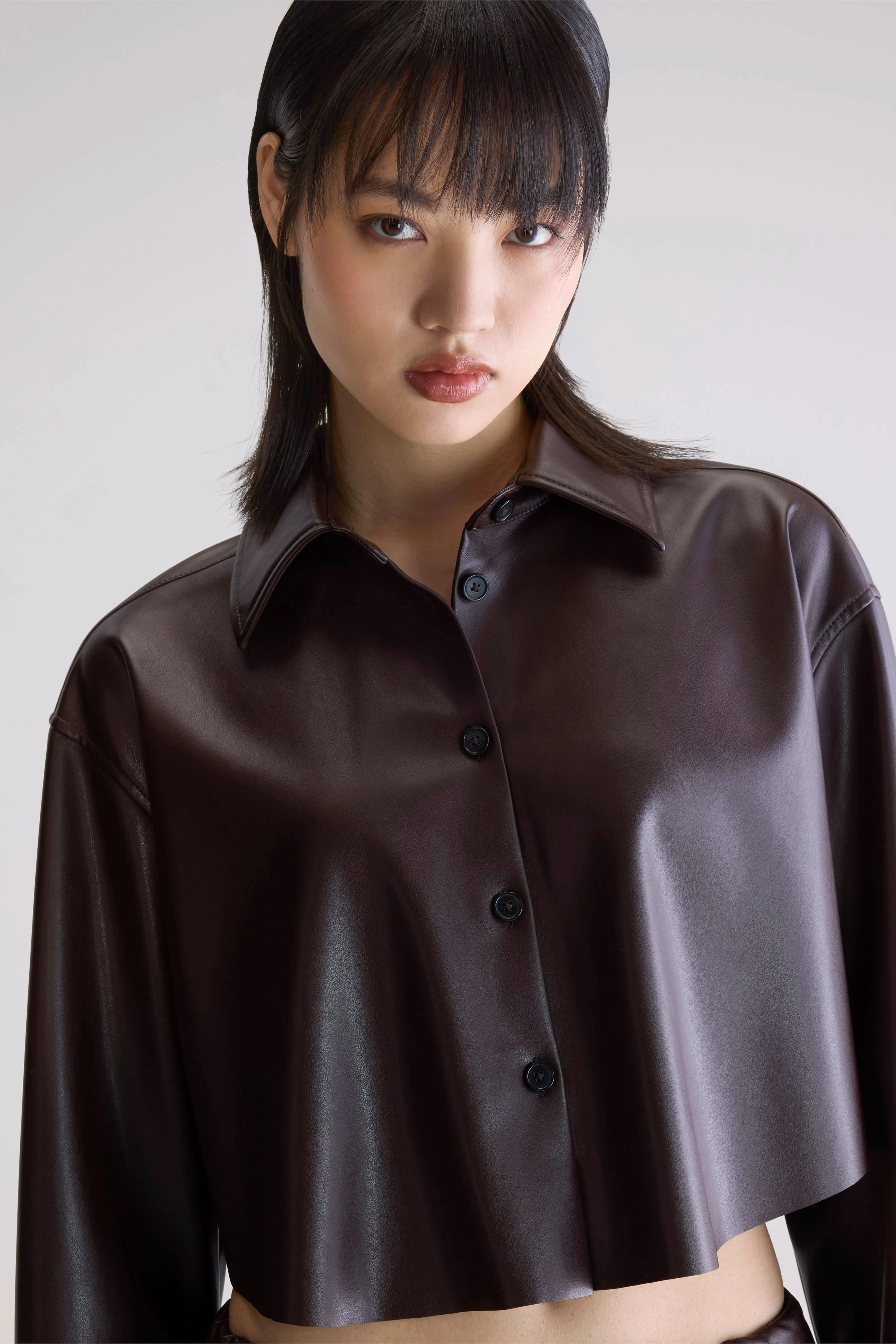 Minimal Fashion Johann faux leather shirt (252 / W / EBENE)