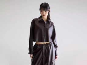 Johann faux leather shirt (252 / W / EBENE) Drawcord Hood Stylish Comfort