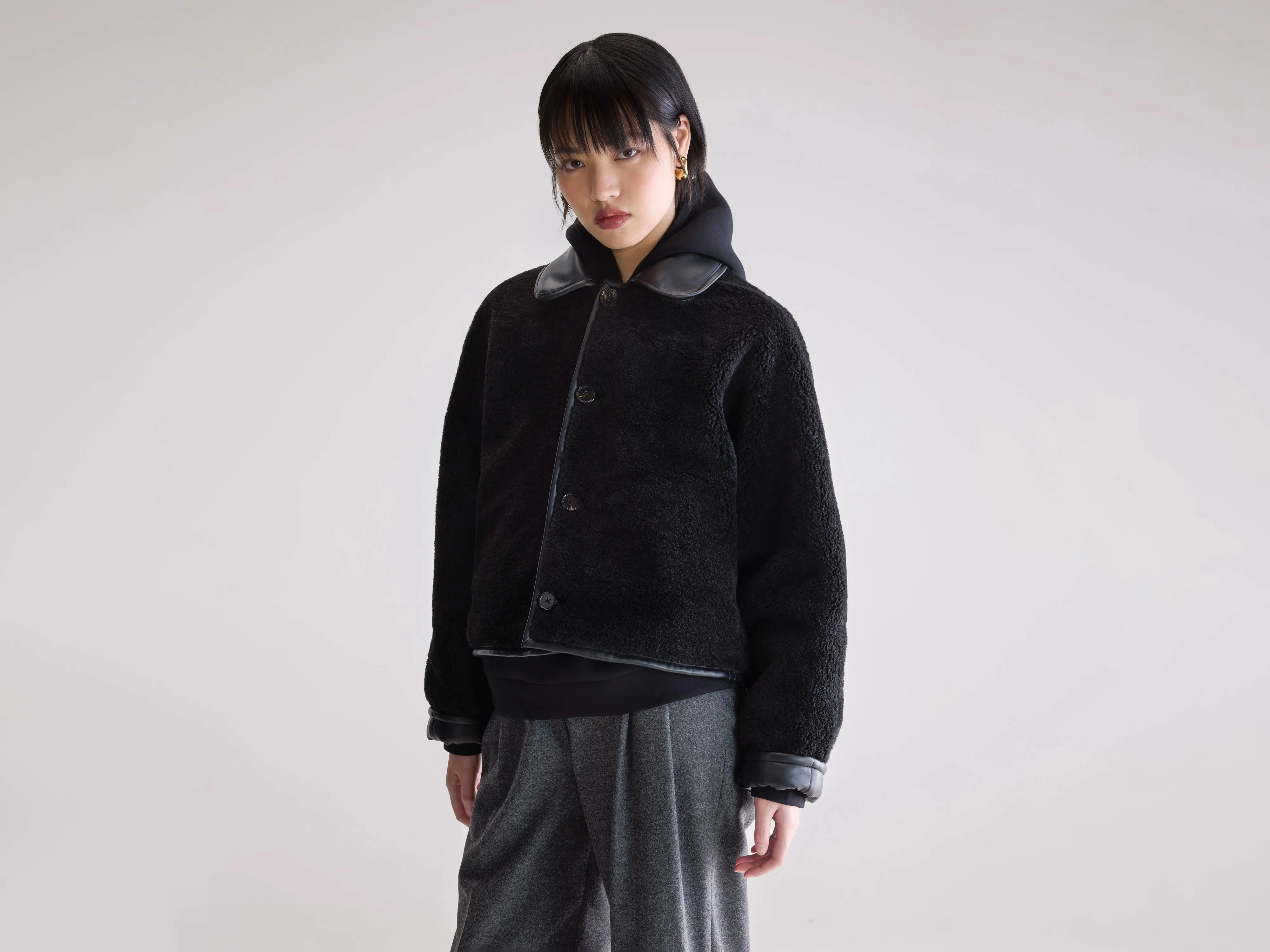 Josh faux leather jacket (252 / W / BLACK) Travel Street Style Quick Dry Coating