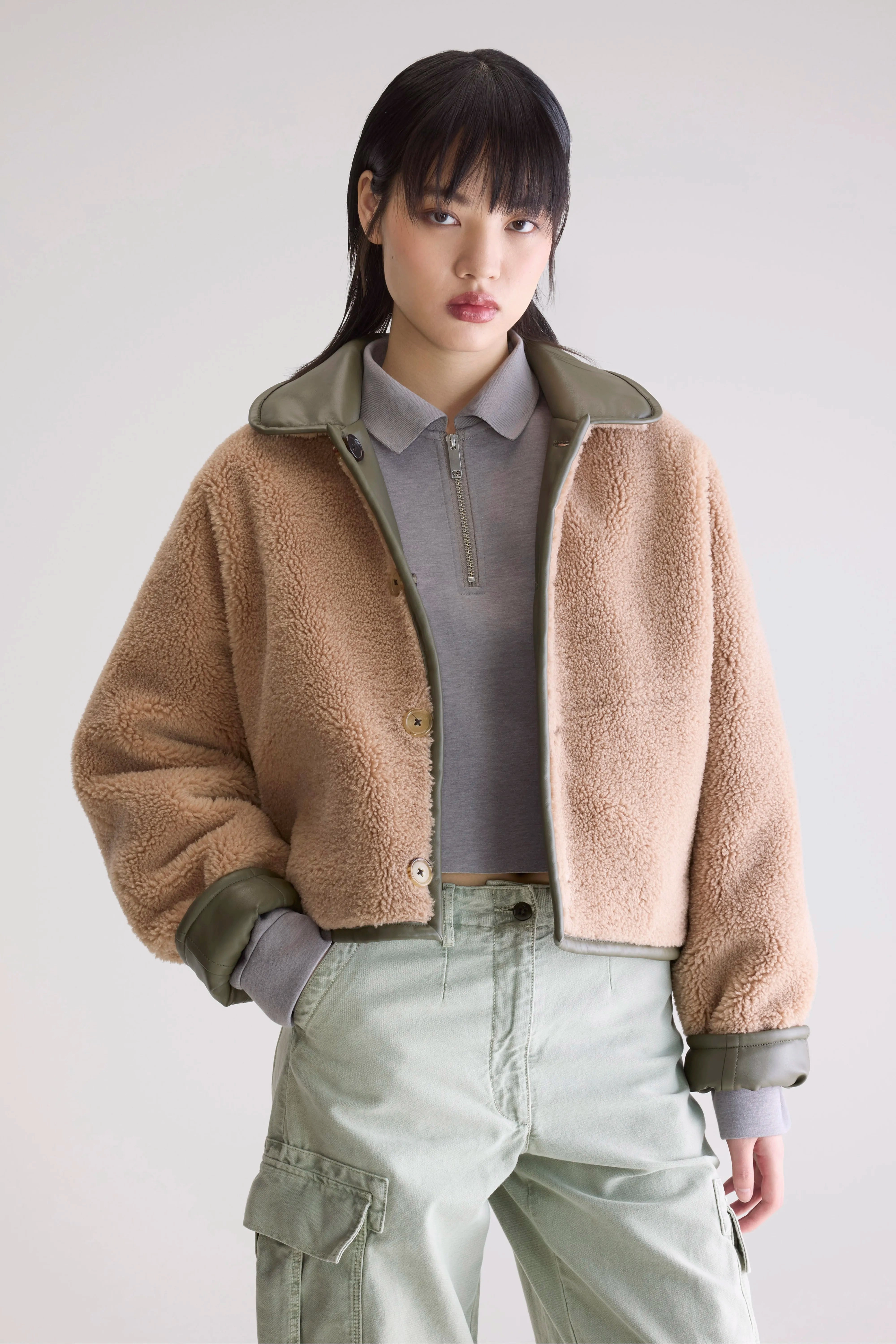 Josh faux leather jacket (252 / W / SAGE) Weekend Casual Fit Eco Nice