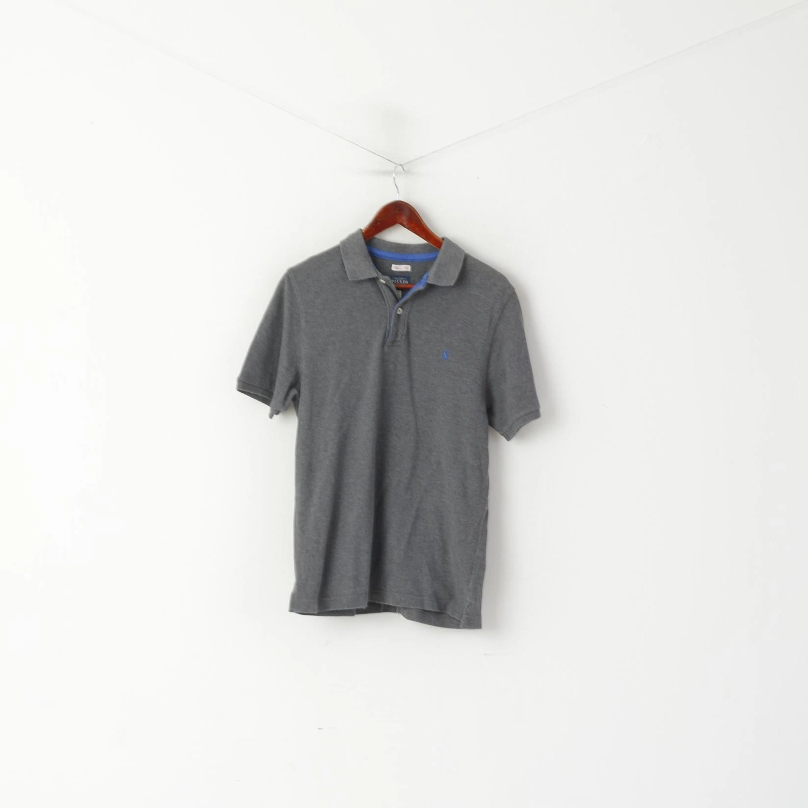 Joules Clothing Men M Polo Shirt Grey Cotton Classic Fit Short Sleeve Plain Top OdorResistantTechnology Breezy Comfort