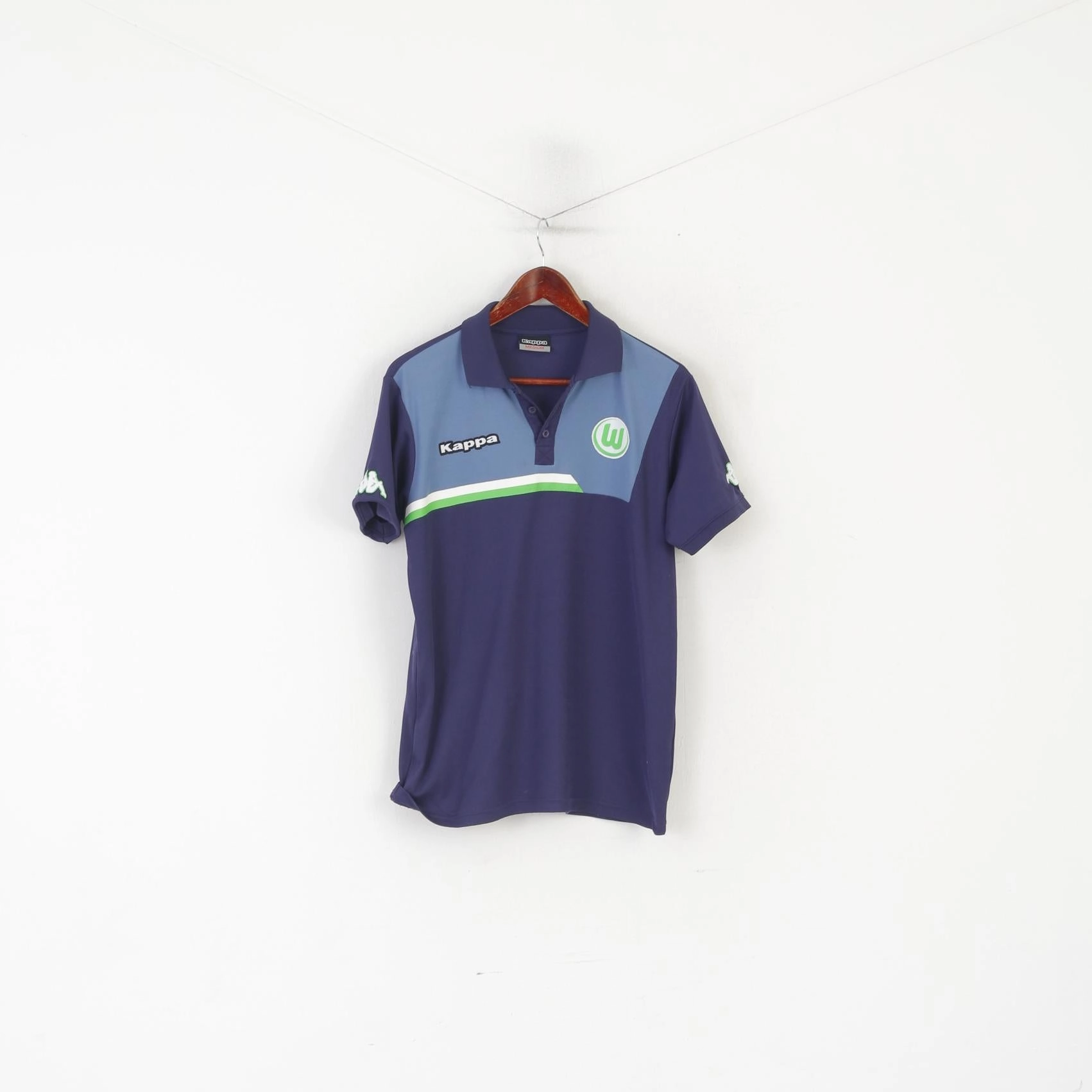 Modern Comfort Style Kappa Men M Polo Shirt Navy Shiny Vintage Tennis Sportswear Logo Jersey Top