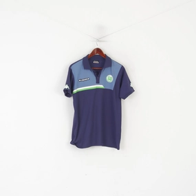 Modern Comfort Style Kappa Men M Polo Shirt Navy Shiny Vintage Tennis Sportswear Logo Jersey Top