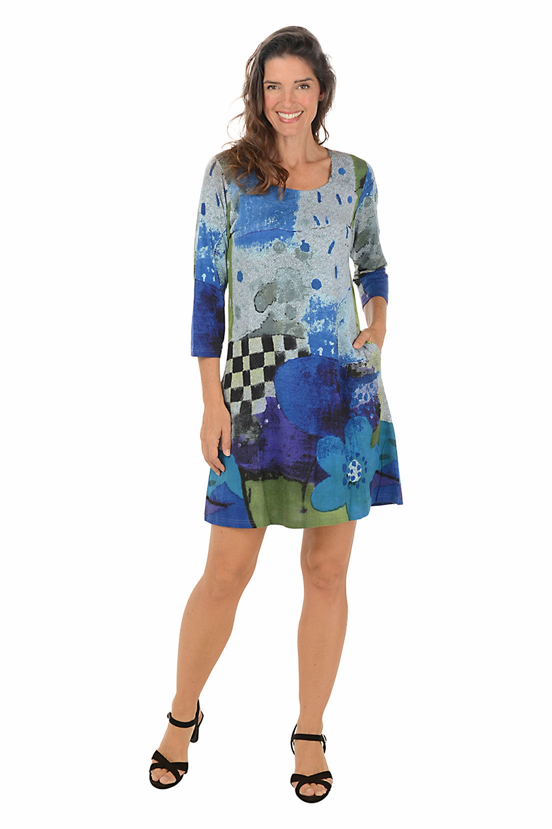 Kelsey Square-Neck Swing Dress Smart Casual Trendy wrap gown