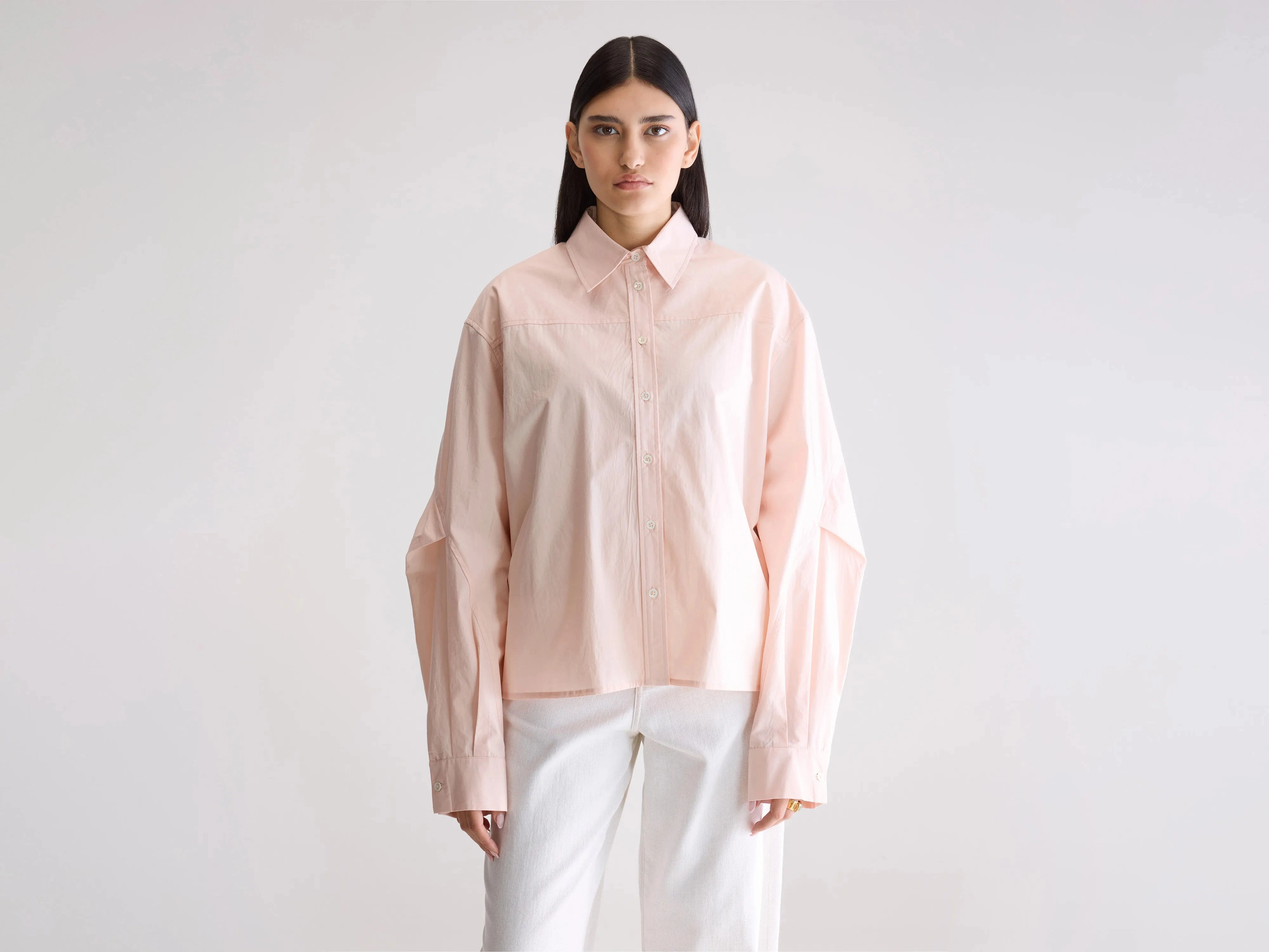 Zip Closure Mass produced Kenza relaxed poplin shirt (252 / W / LIGHT ROSE)