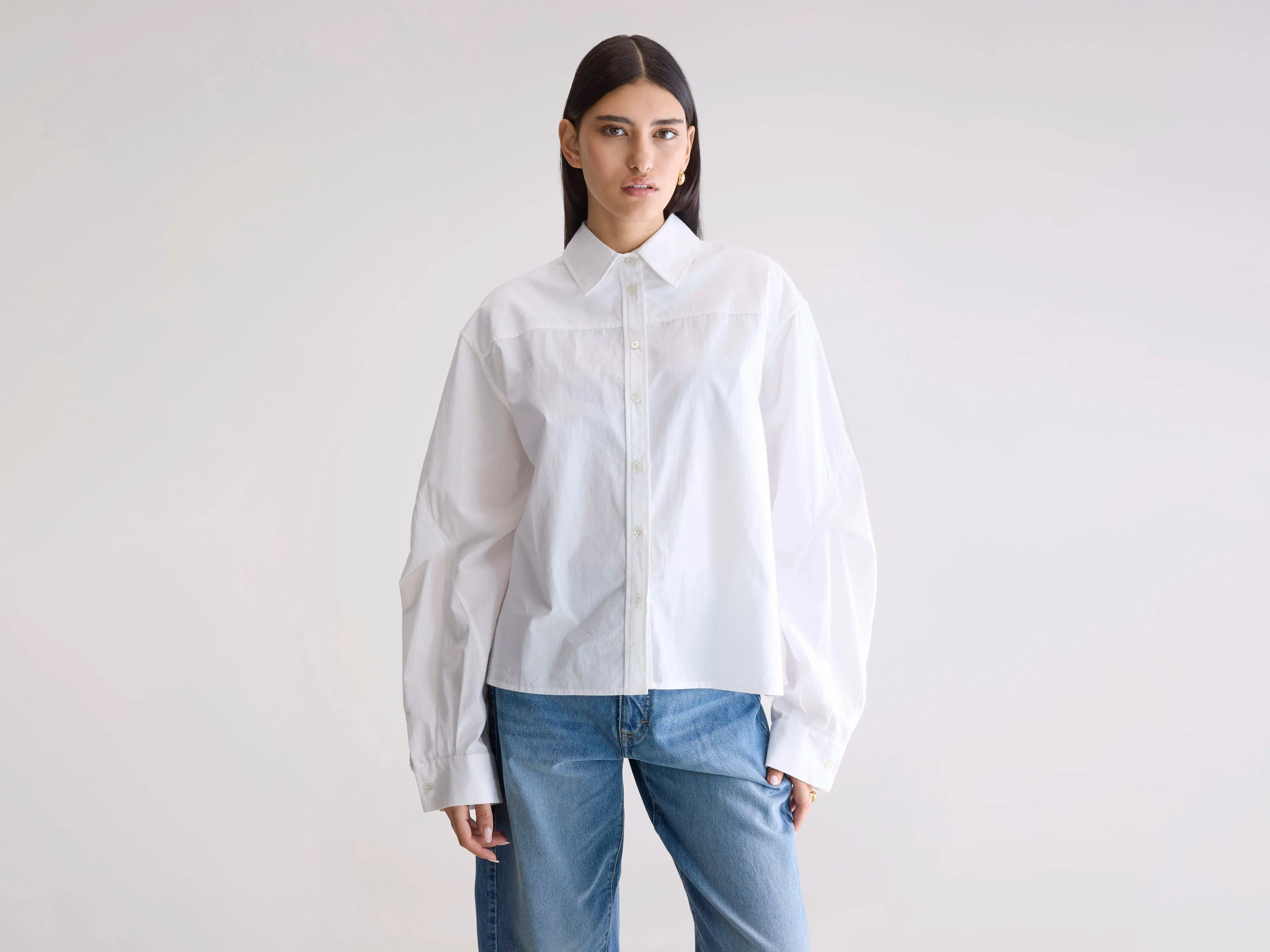 Core Sporty Chambray Kenza relaxed poplin shirt (252 / W / WHITE)