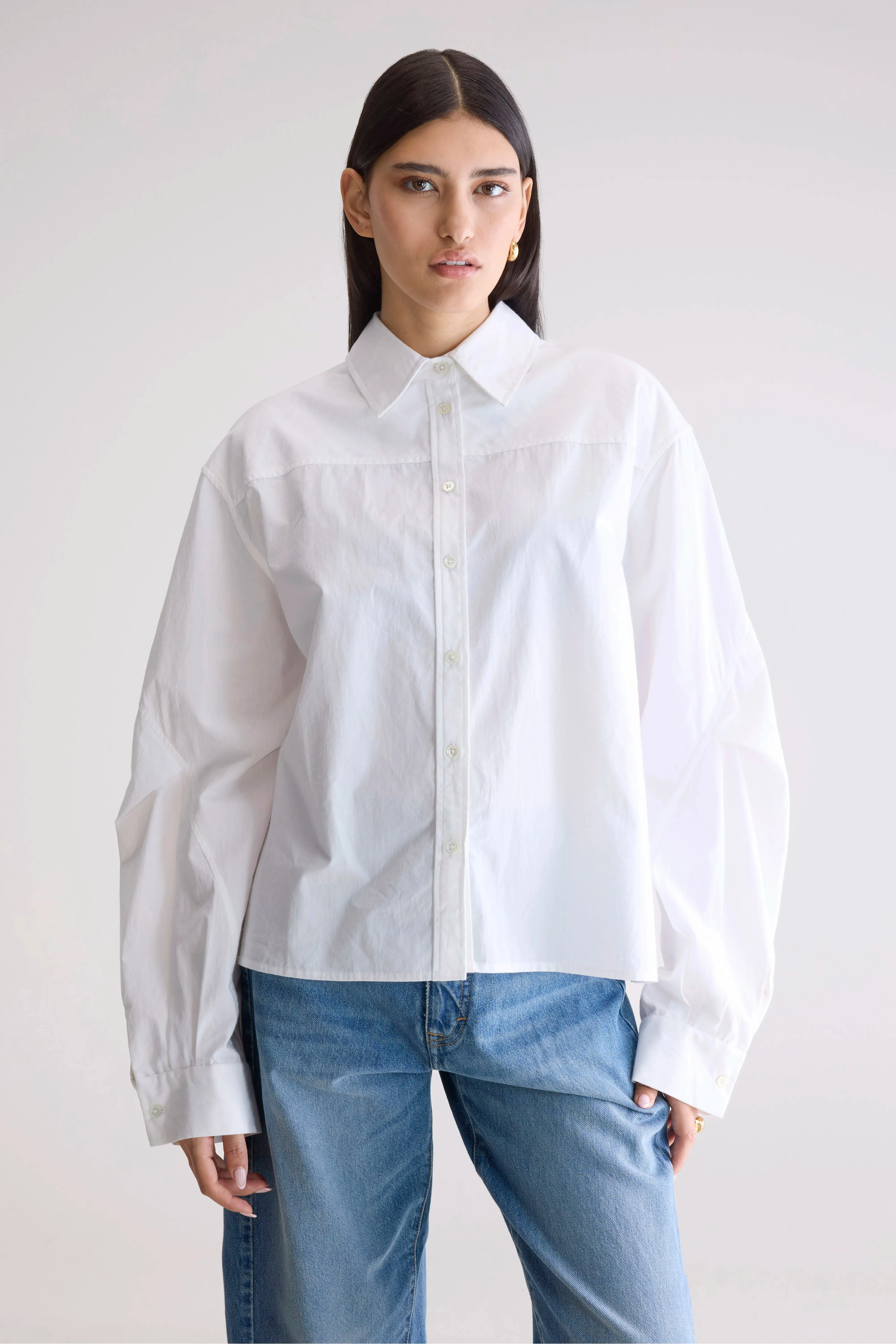 Short Sleeve Easy Layering Kenza relaxed poplin shirt (252 / W / WHITE)