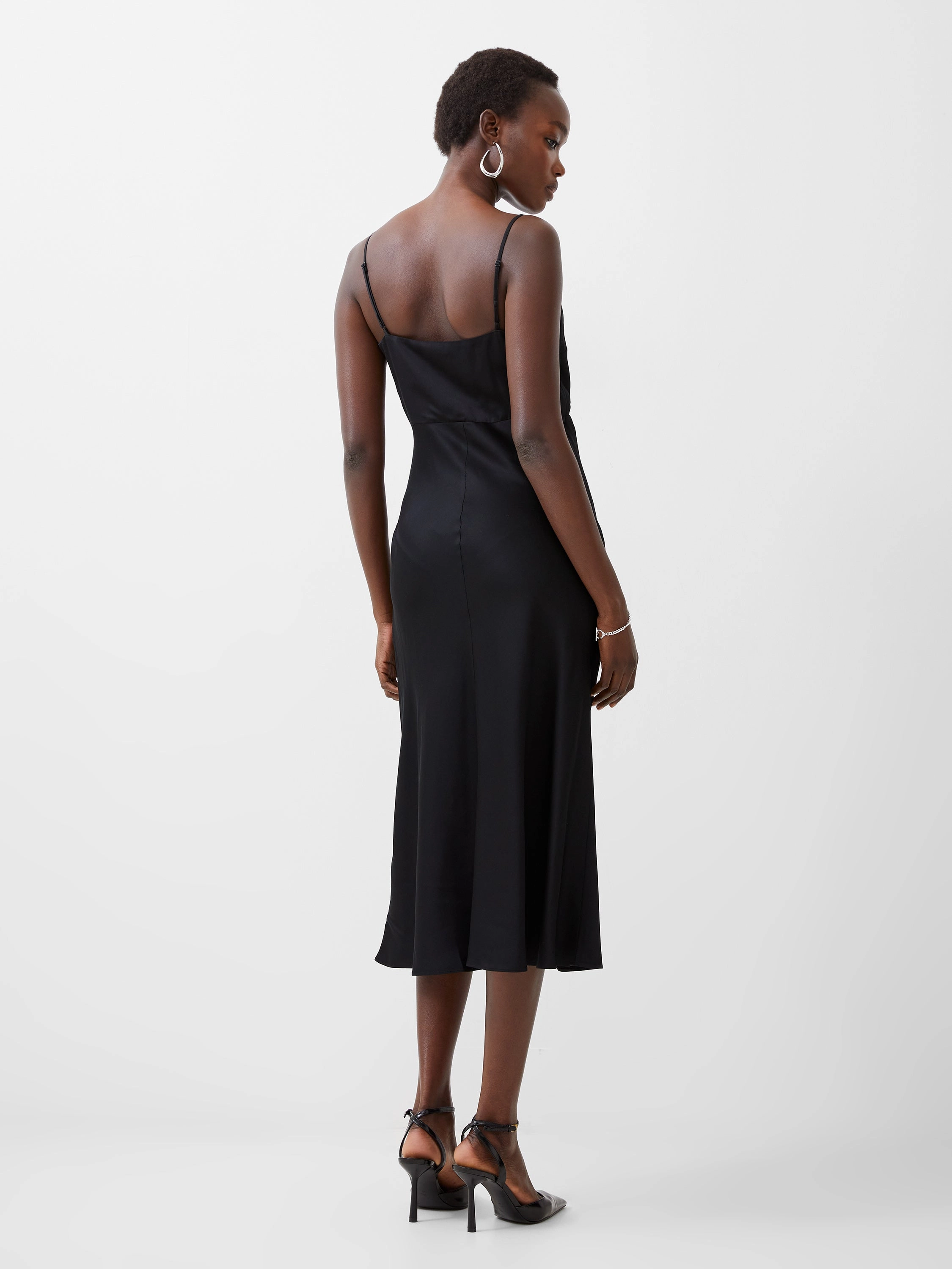 Ennis Satin Slip Midi Dress Bodycon-Fit Sleeveless