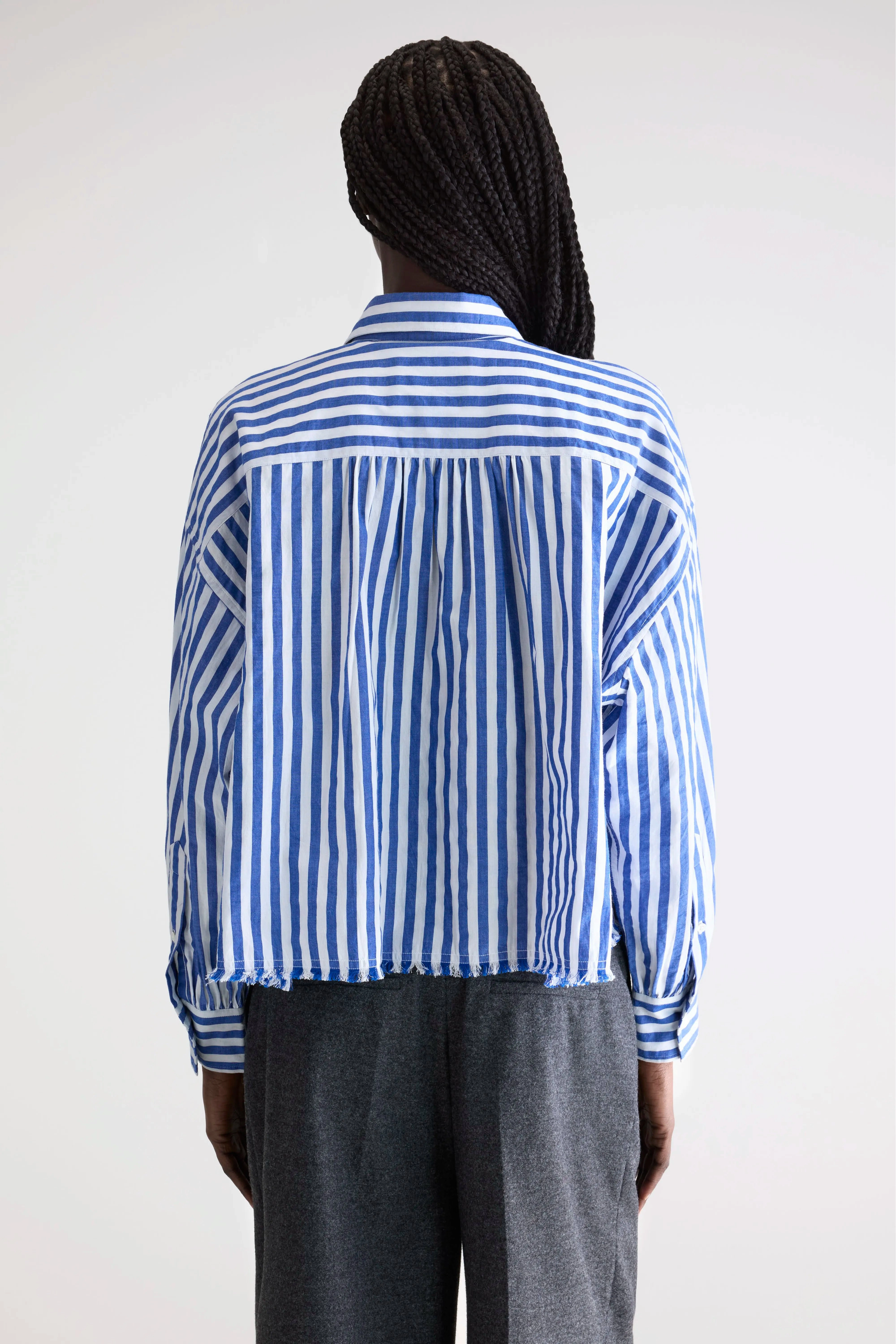 Geometric Print Kraft cropped poplin shirt (252 / W / STRIPE A)