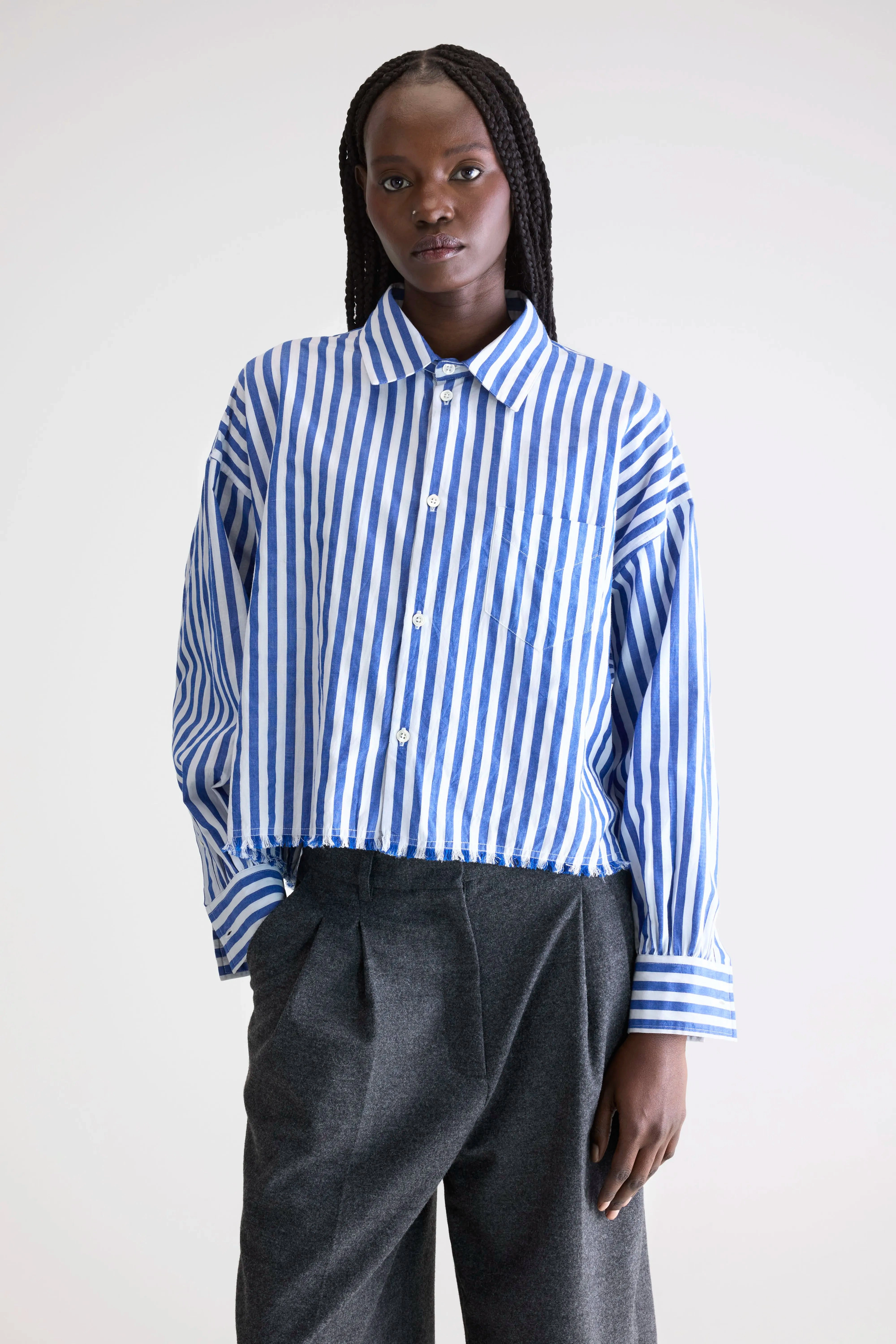 Kraft cropped poplin shirt (252 / W / STRIPE A) Core Fit