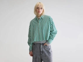 Cozy Choice Kraft cropped poplin shirt (252 / W / STRIPE B)