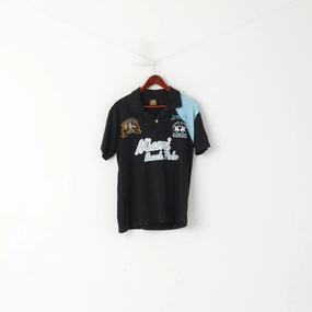 La Martina Men XL Polo Shirt Black Cotton Miami Beach Polo Championship Top Soft Fit Wear