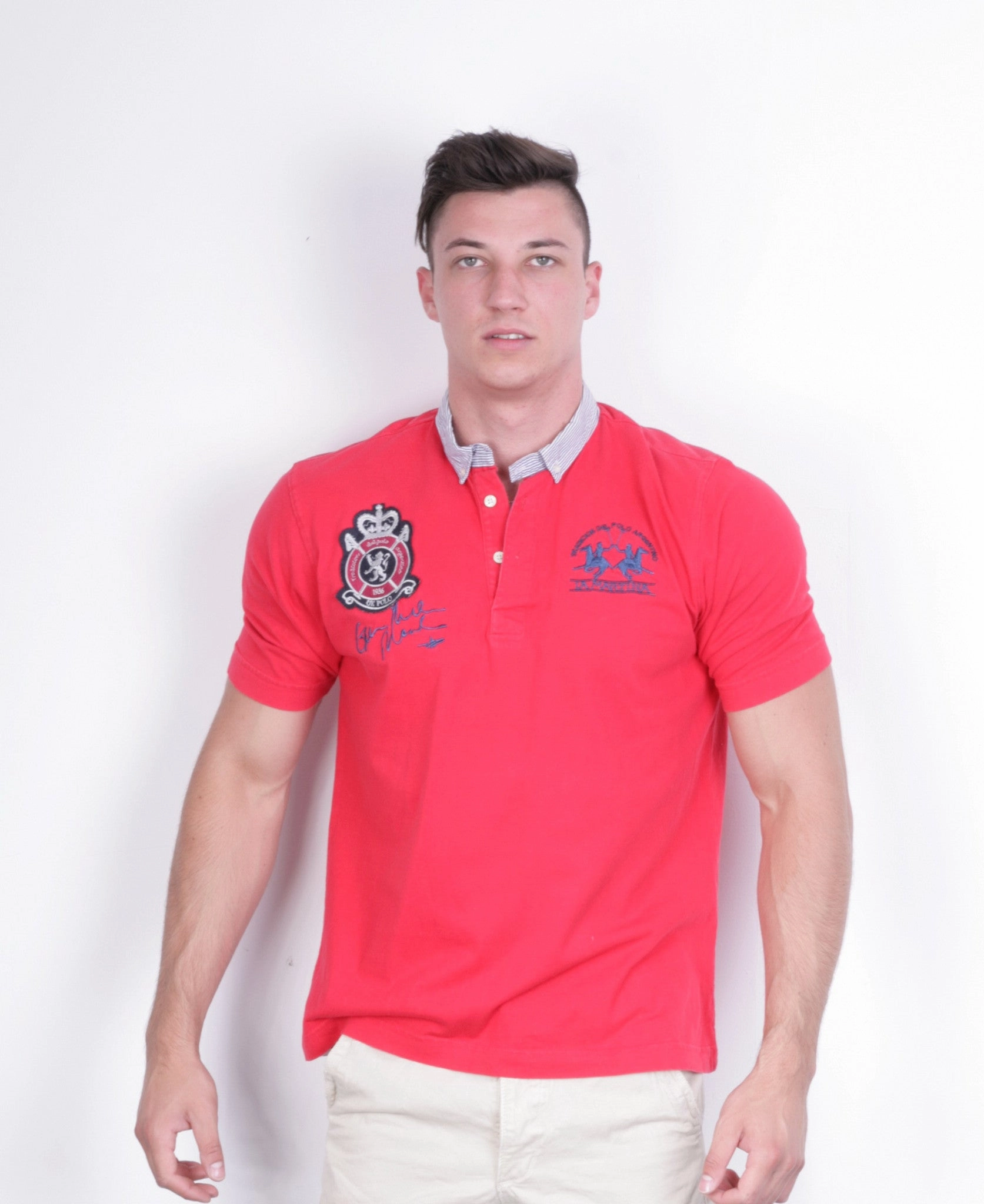 Long Sleeve oversized but not shapeless La Martina Mens L Polo Shirt Red Cotton UK Polo Sport