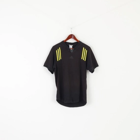 Thermoregulating Fabric Anti Perspiration Lining Adidas Men L Shirt Black Cotton Vintage 90s Sportswear V Neck Active Top