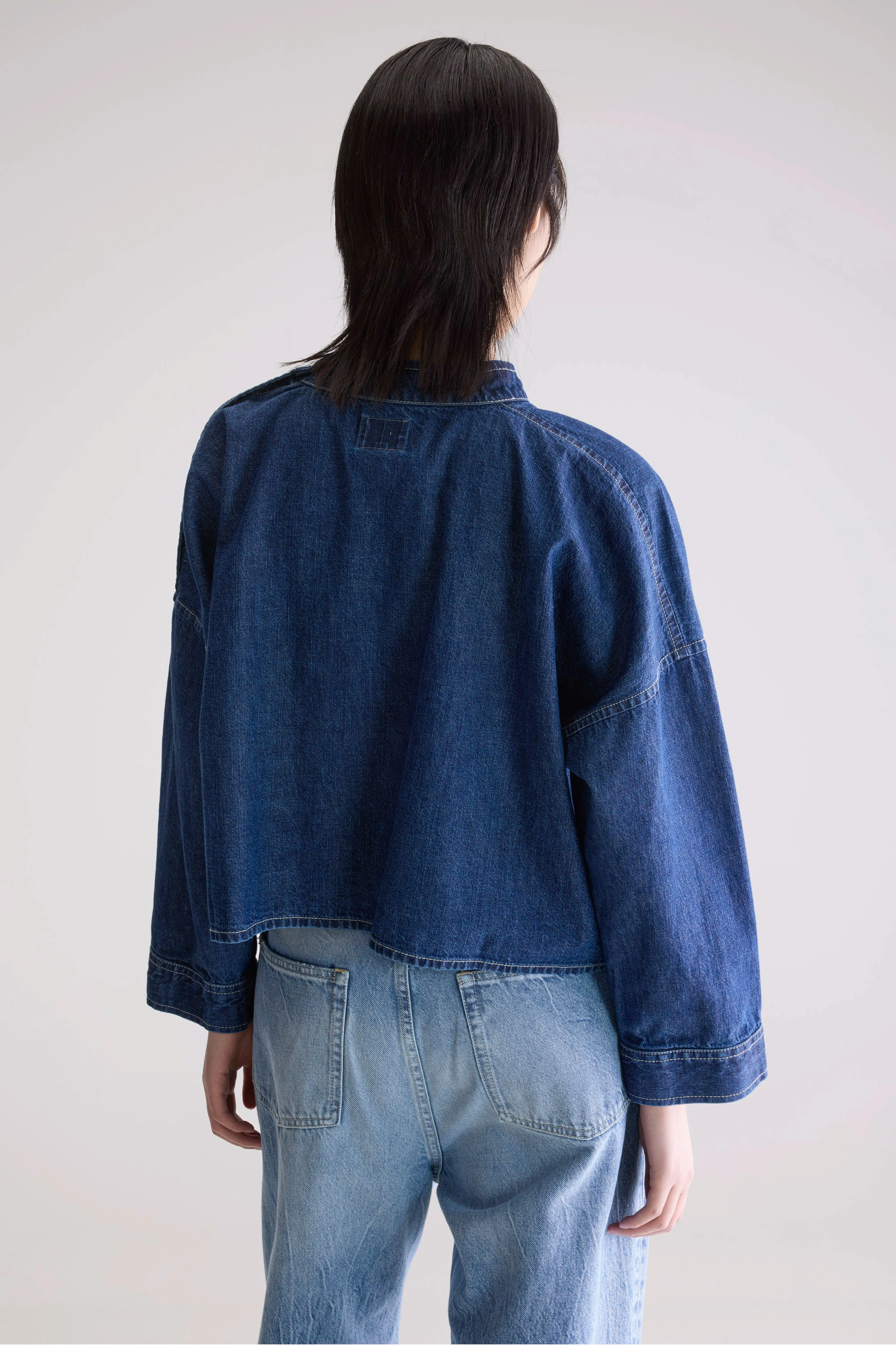 Timeless Hoodie workout wear Waldo denim blouse (252 / W / MD BLUE STONE)