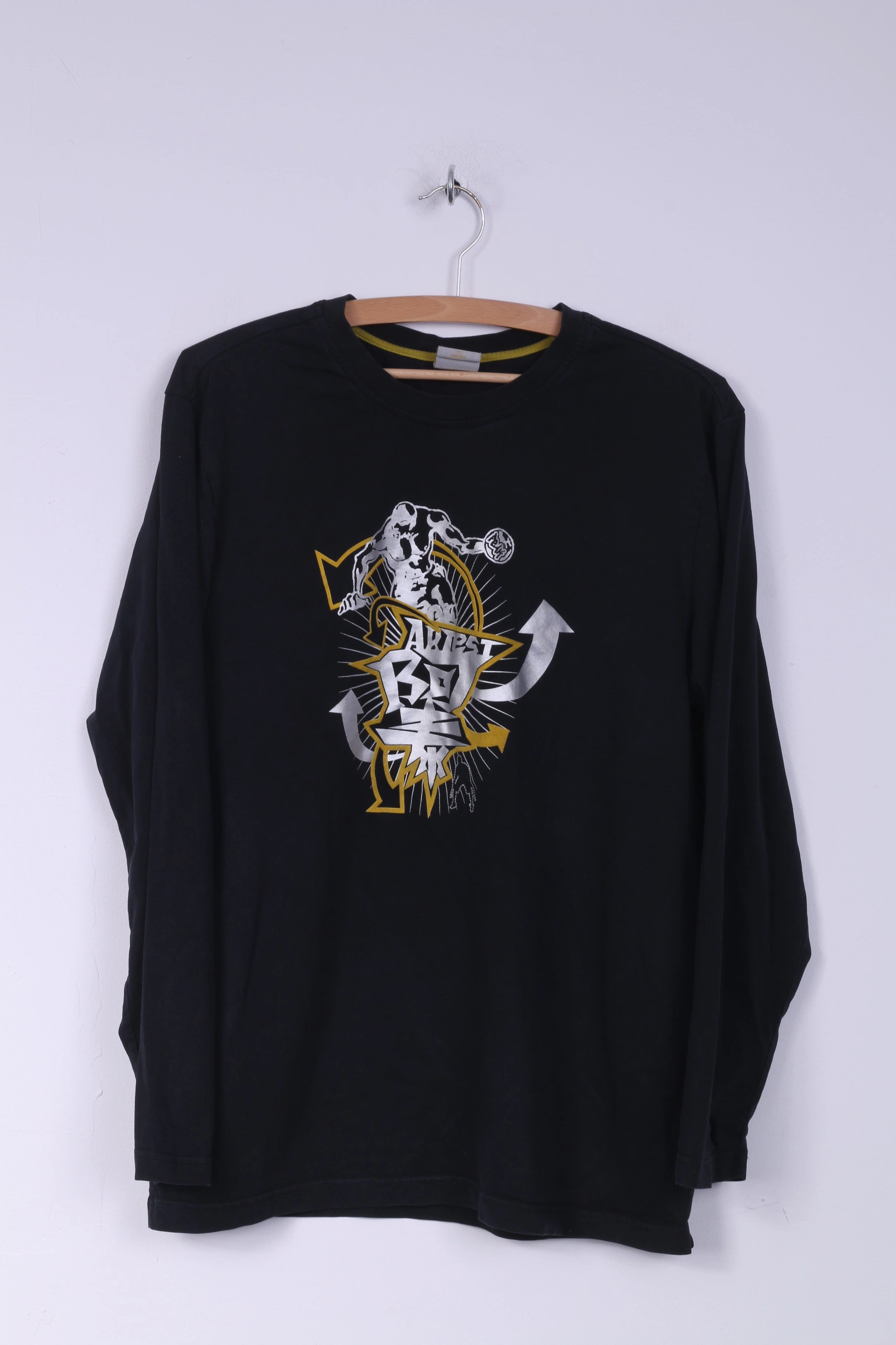 Peak Basketball Youth 3XL(Mens L) Graphic Shirt Long Sleeve Black Crew Neck Outdoor Activity