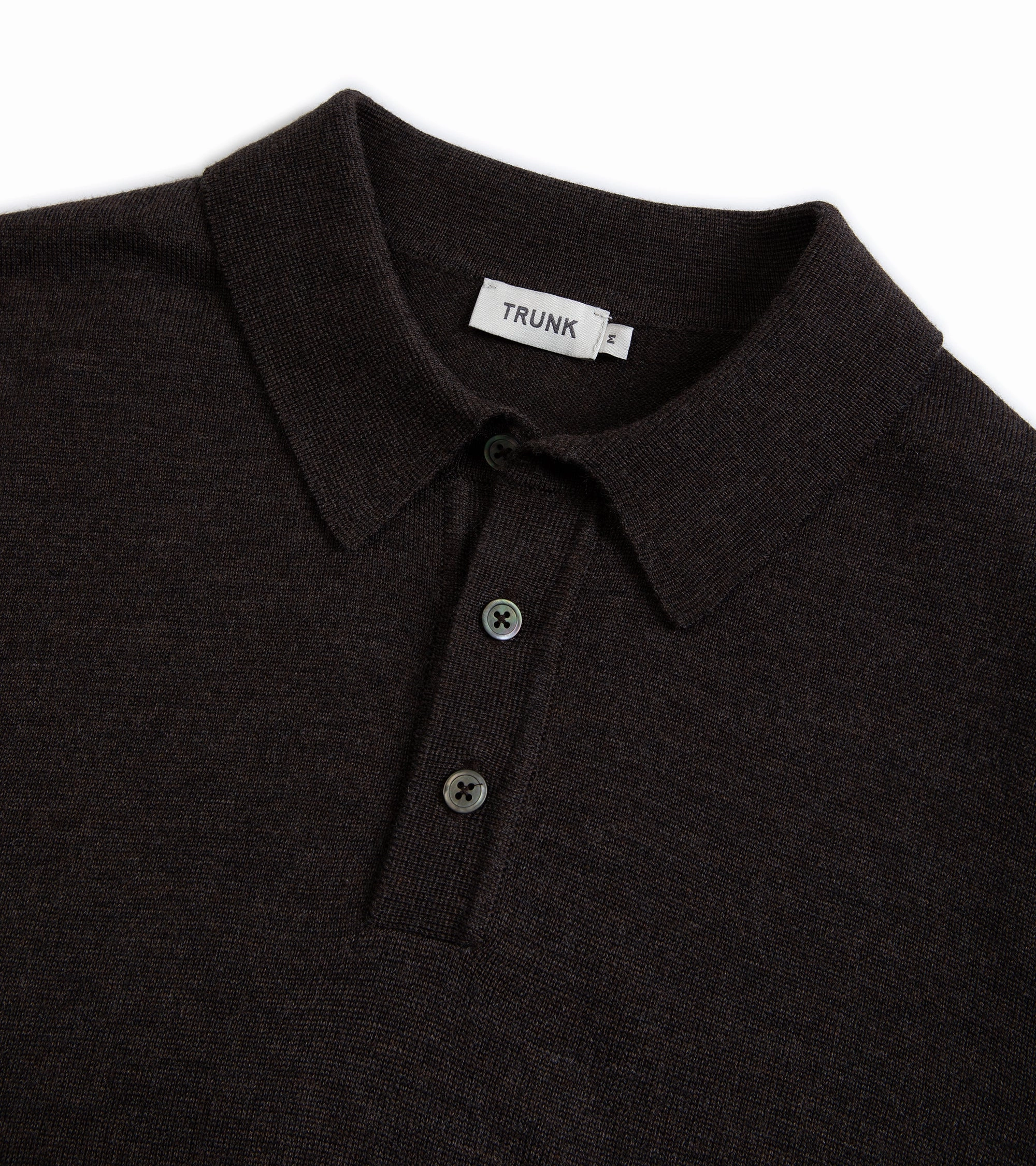 Trunk Enford Merino Knit Long Sleeve Polo Shirt: Mole Brown Versatile Casual Look Durable Stitching