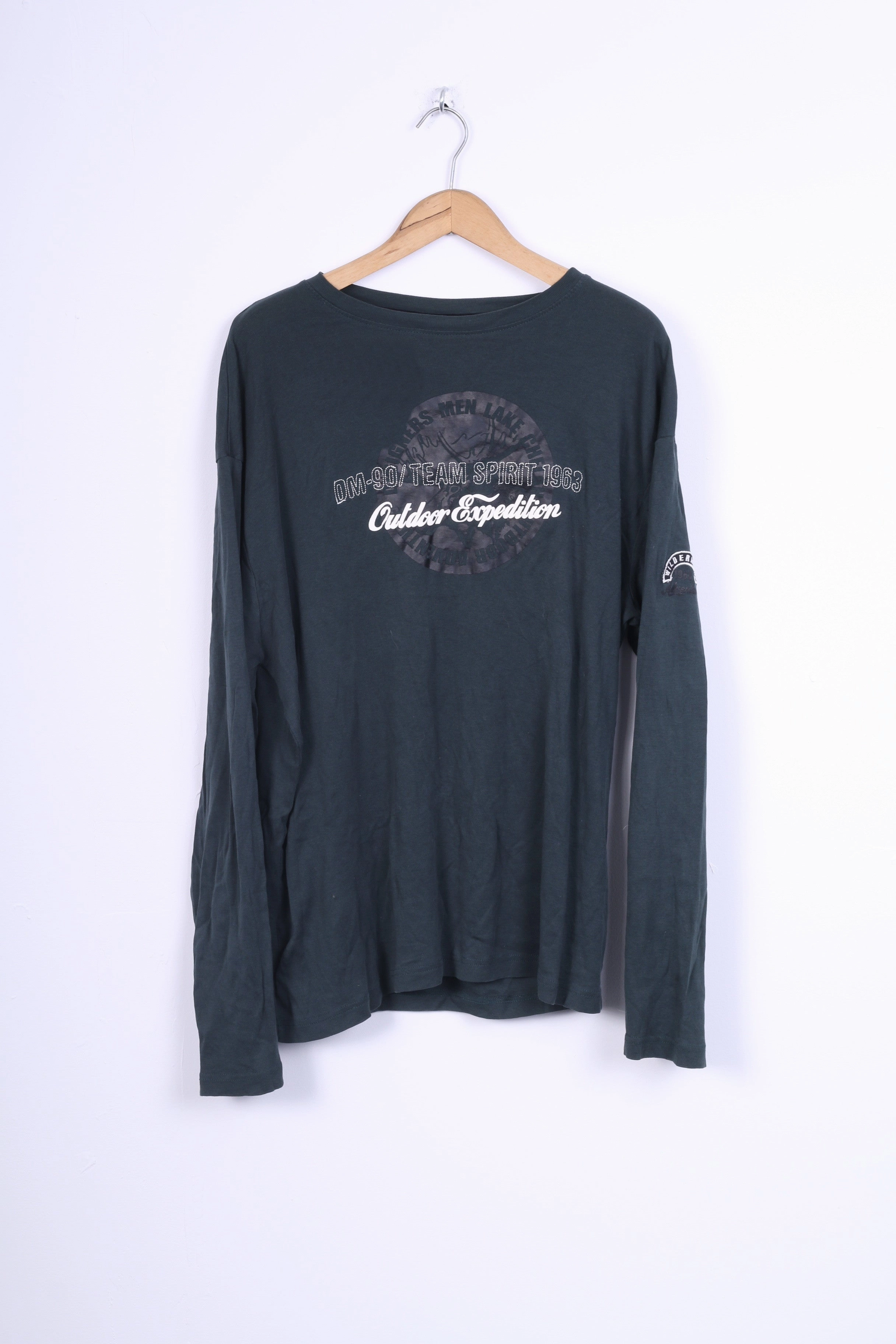 Sporty Active Wear Comfy and Versatile Designers Men Mens XXL T-Shirt Green Cotton Long Sleeve Crew Neck