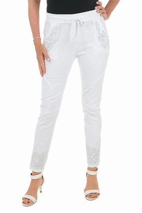 Light Waist Slim Fit Design Leopard Rhinestone Jegging