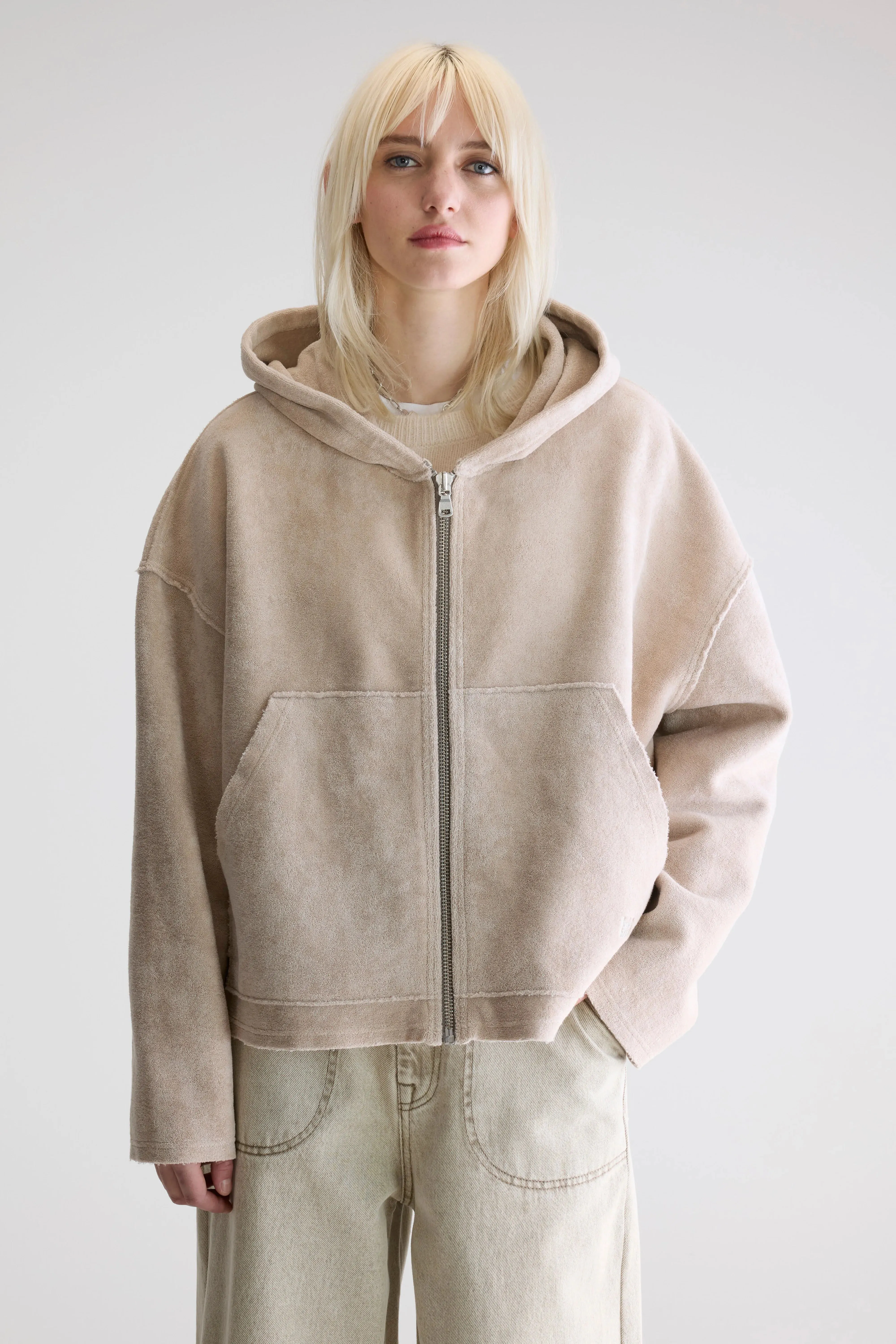 Fannel terry hoodie (252 / W / STONE) Stylish Comfort