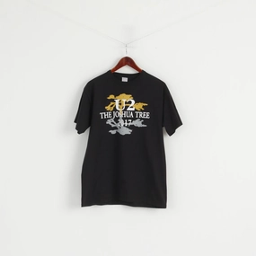 Fruit Of The Loom Men L T- Shirt Black U2 The Joshua Tree 2017 Cotton Rock Top V-Neck Relaxed Wear Fit