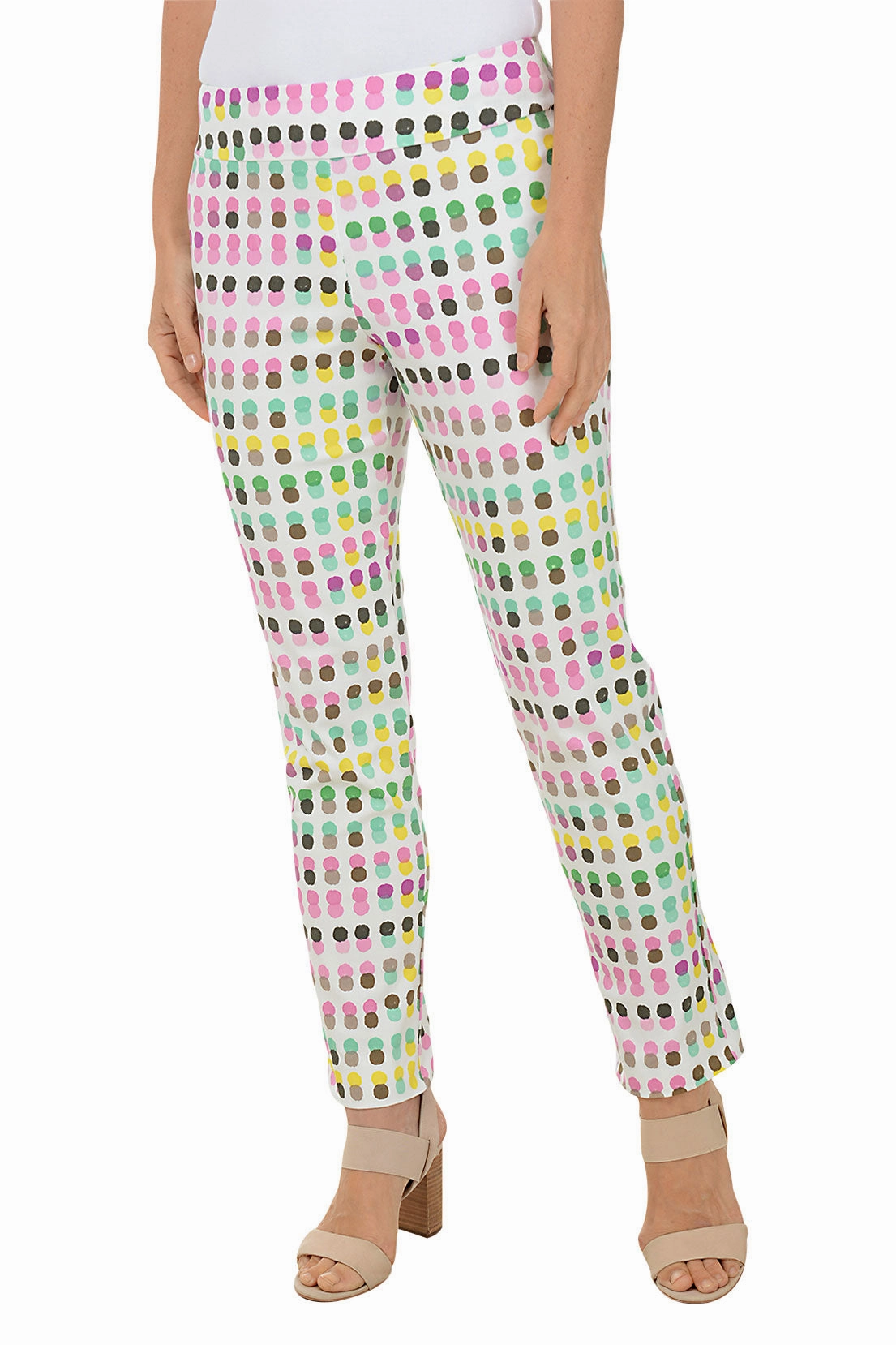 Colorful Dots Pull-On Ankle Pant Full Coverage