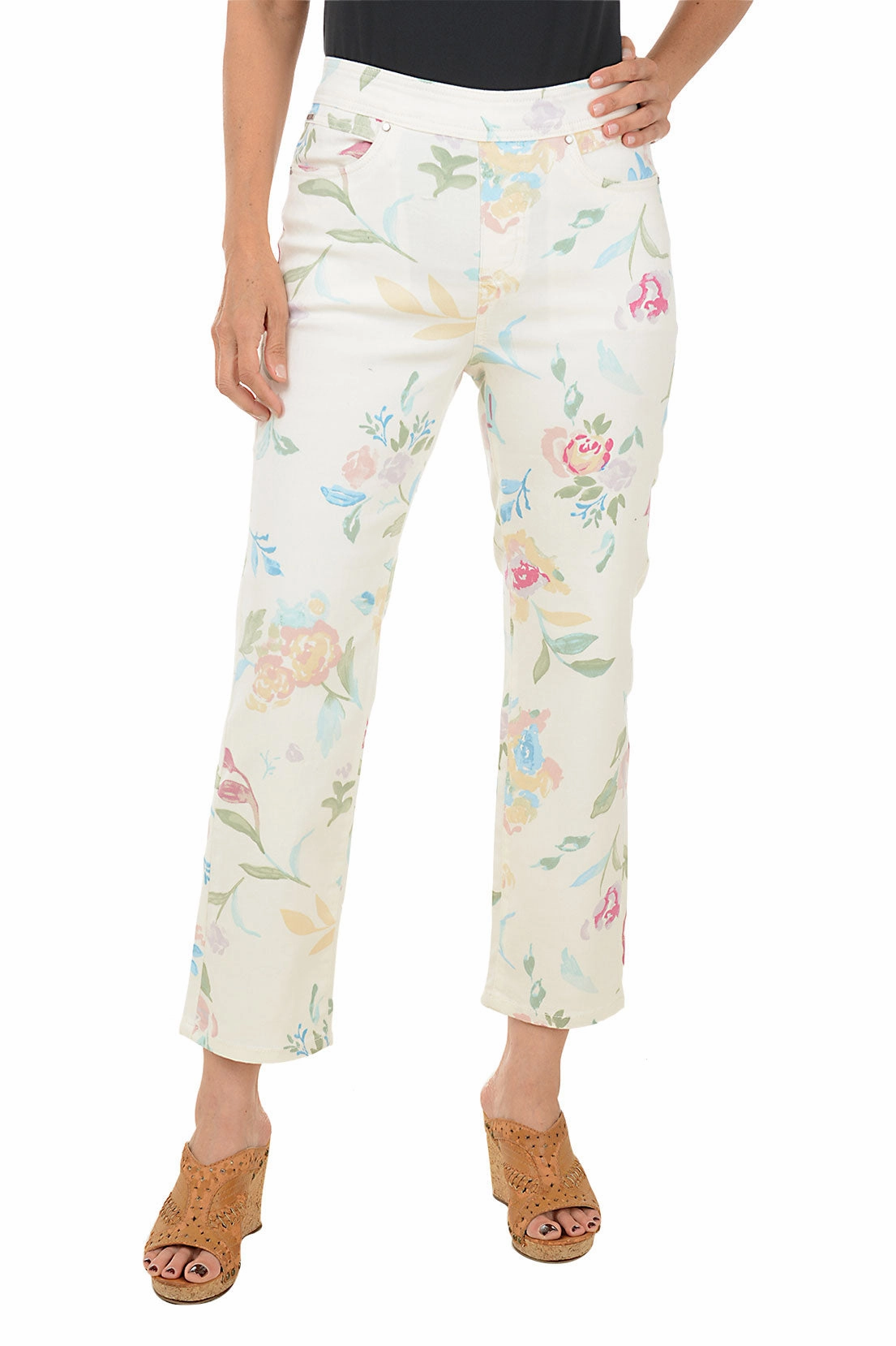 Floating Flowers Libby Denim Crop Pant Thermal Regulating Simple Comfort