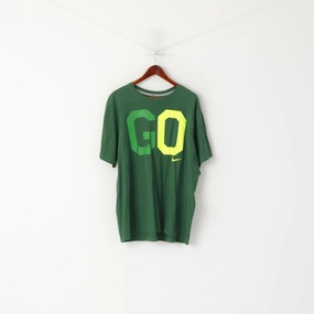 Pullover Nike Men XXL T- Shirt Green Cotton Athletic Dept Standard Fit Go Faster Top