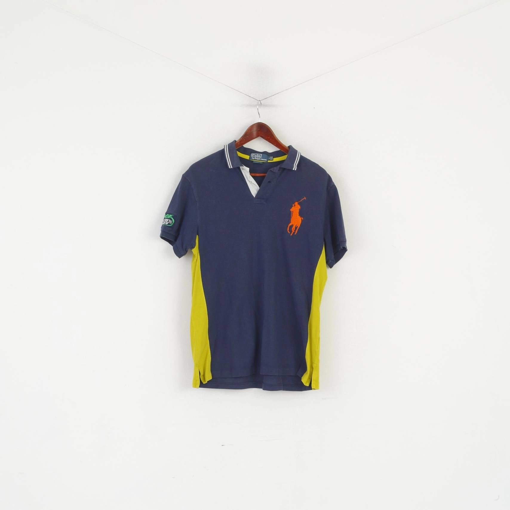 Polo by Ralph Lauren Men L Polo Shirt Navy Cotton US Open 2013 Vintage Top Luxurious